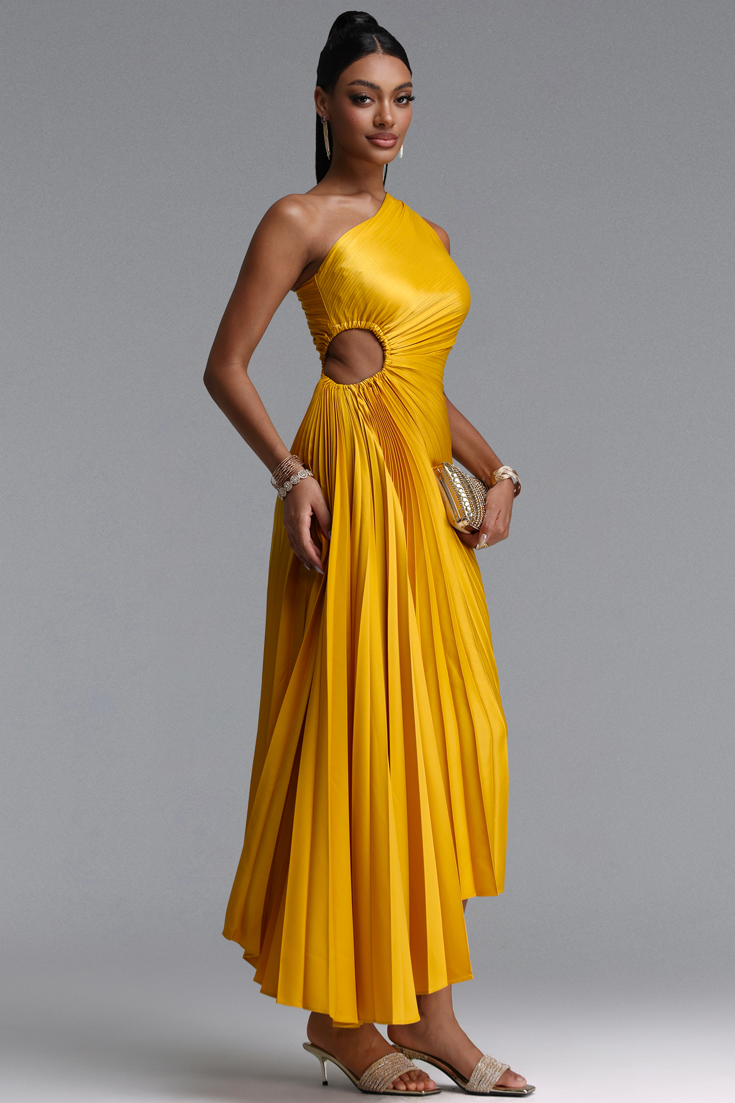 Mindi One Shoulder Sleeveless Hollow Maxi Dress