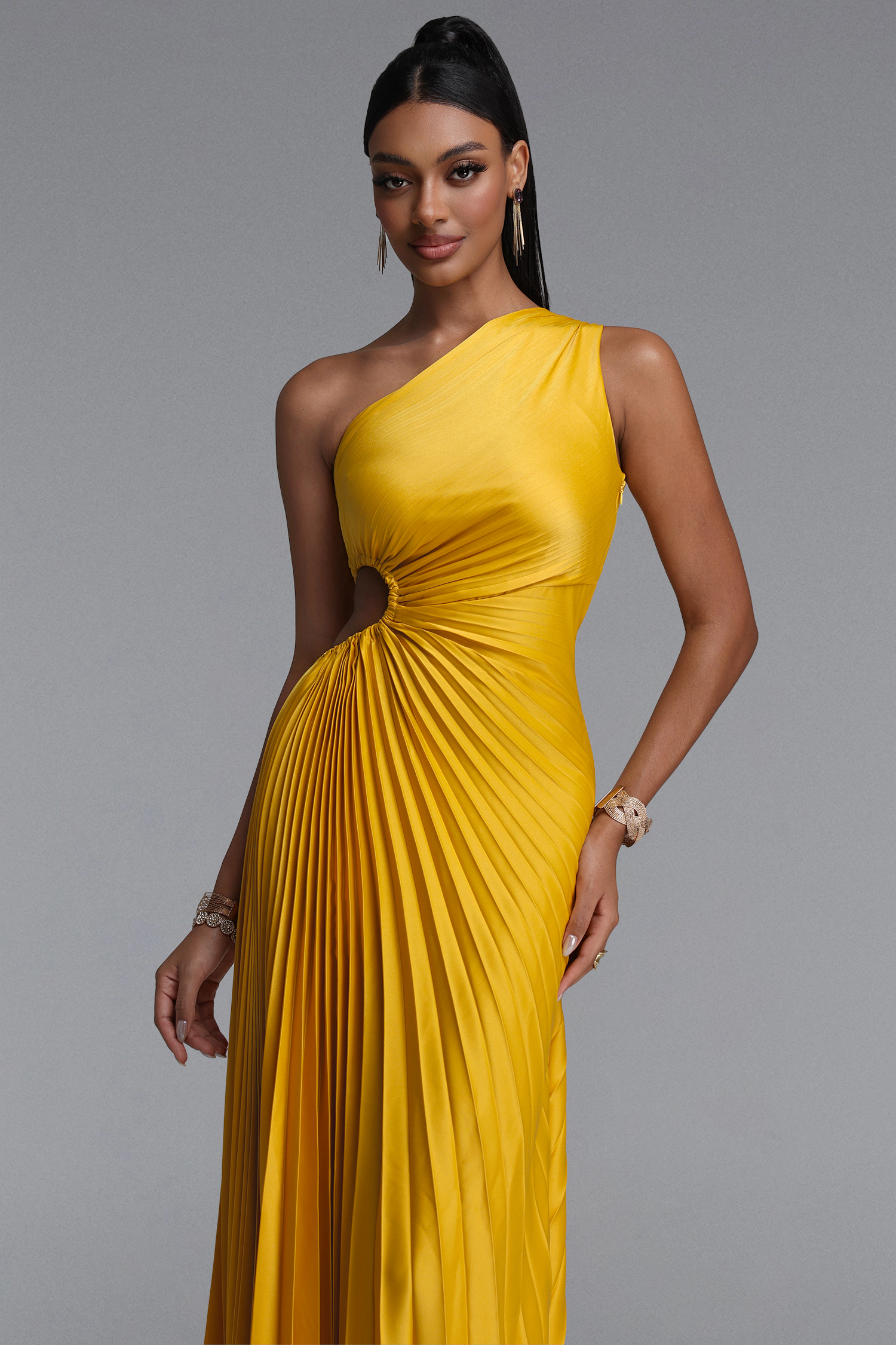 Mindi One Shoulder Sleeveless Hollow Maxi Dress