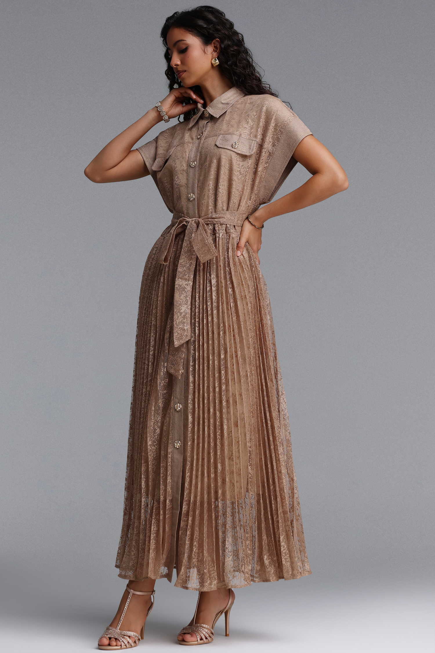 Sophia Vintage Tailored Sleeveless Lace Maxi Dress