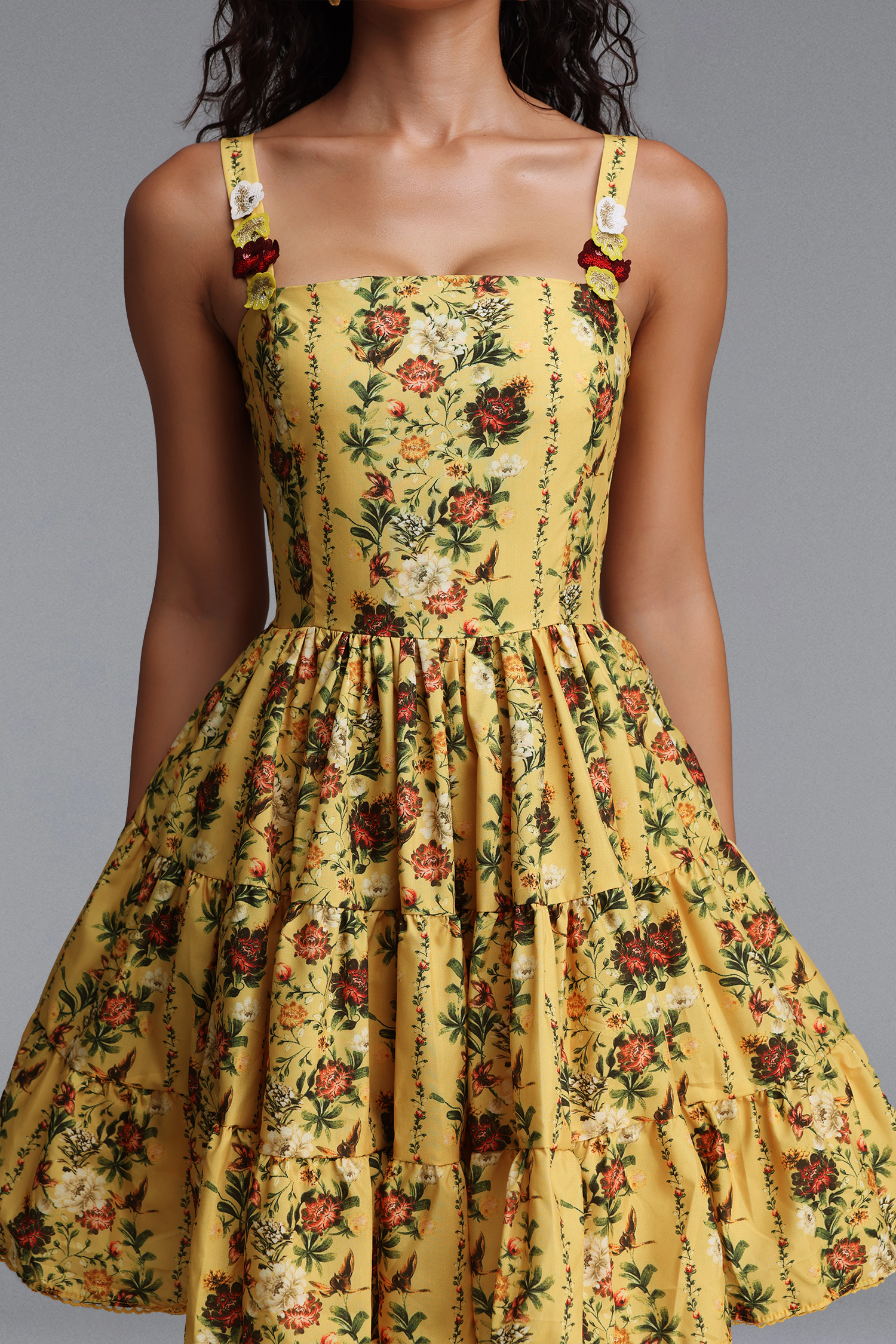 Mlisa Vintage Tailored Sleeveless Floral Print Woven Mini Dress
