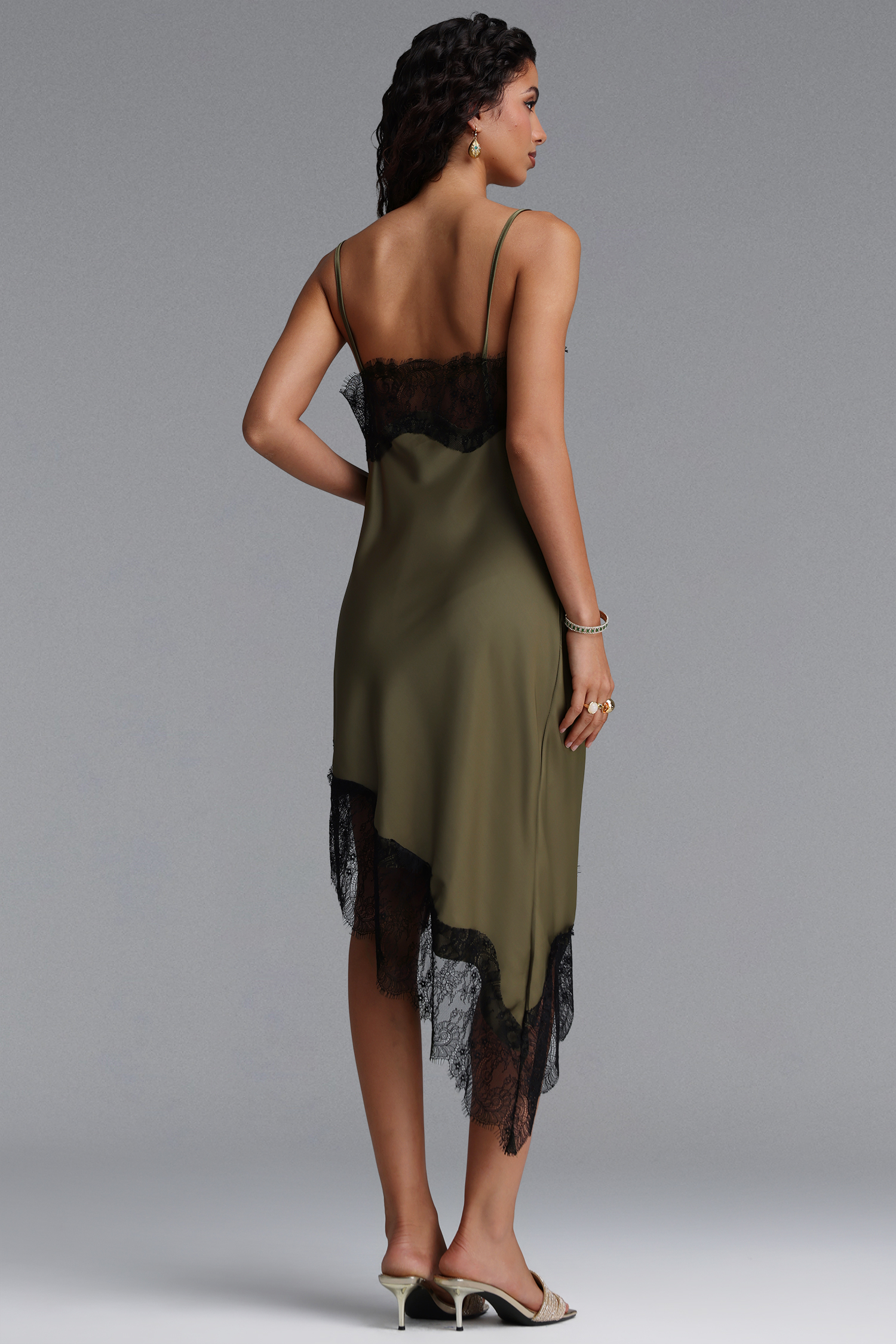 Tyler Sexy Contour Cut Out Lace Inset Satin Mini Dress