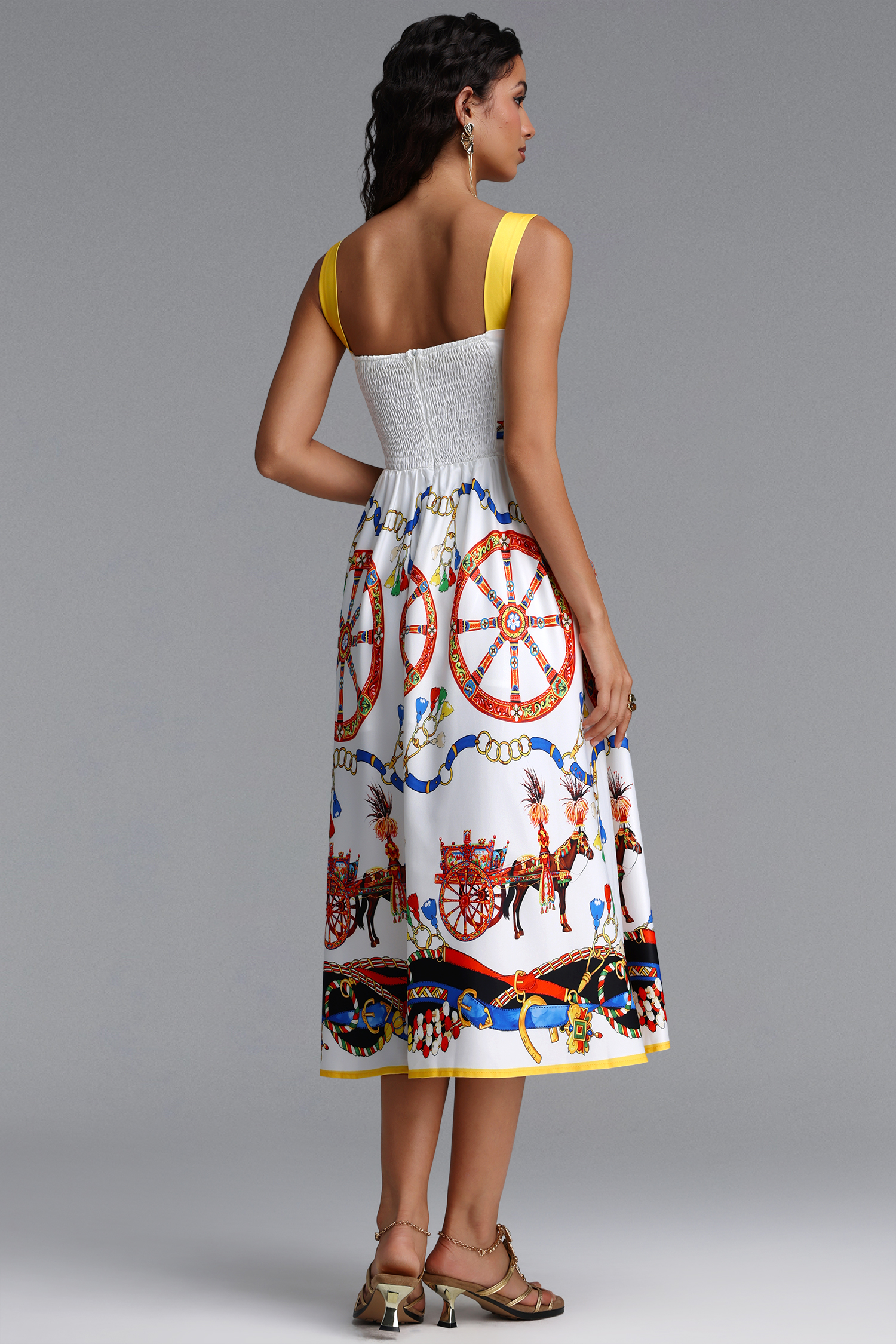 Laley Romantic Tailored Sleeveless Print Woven Maxi Dress