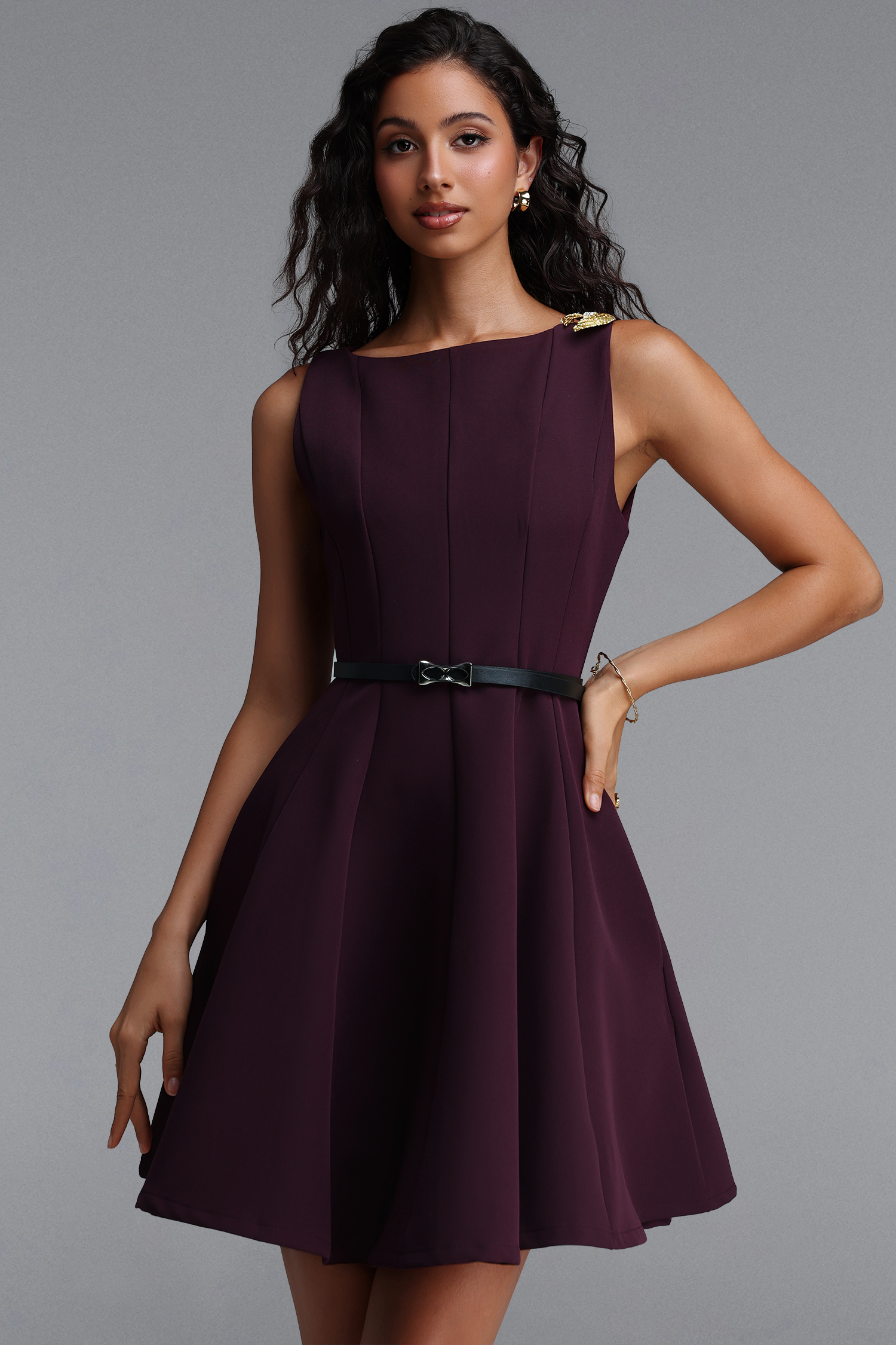 Paomi Classic Tailored Sleeveless Woven Mini Dress – Bellabarnett