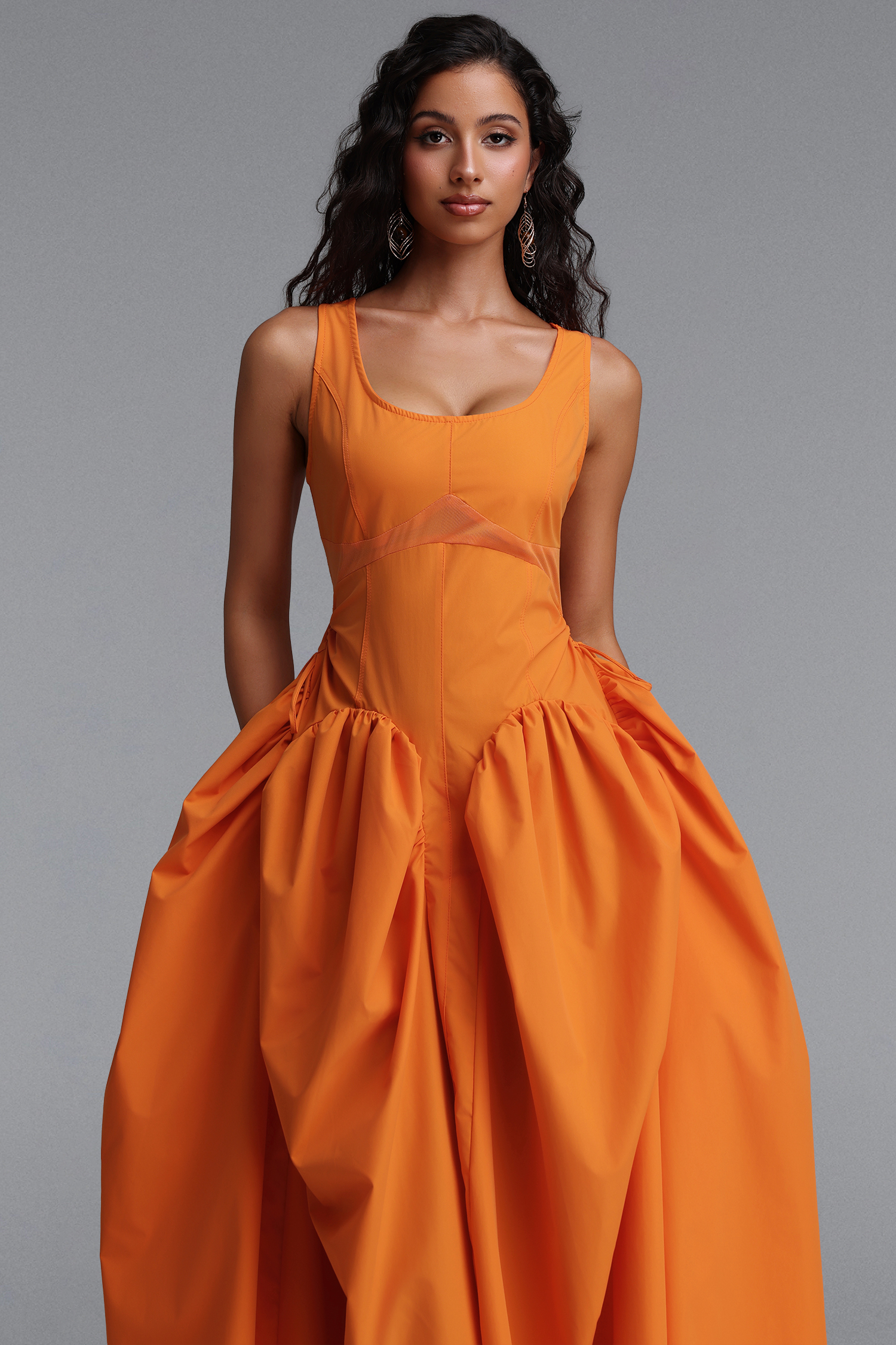 Hzere Chic Tailored Sleeveless Woven Maxi Dress