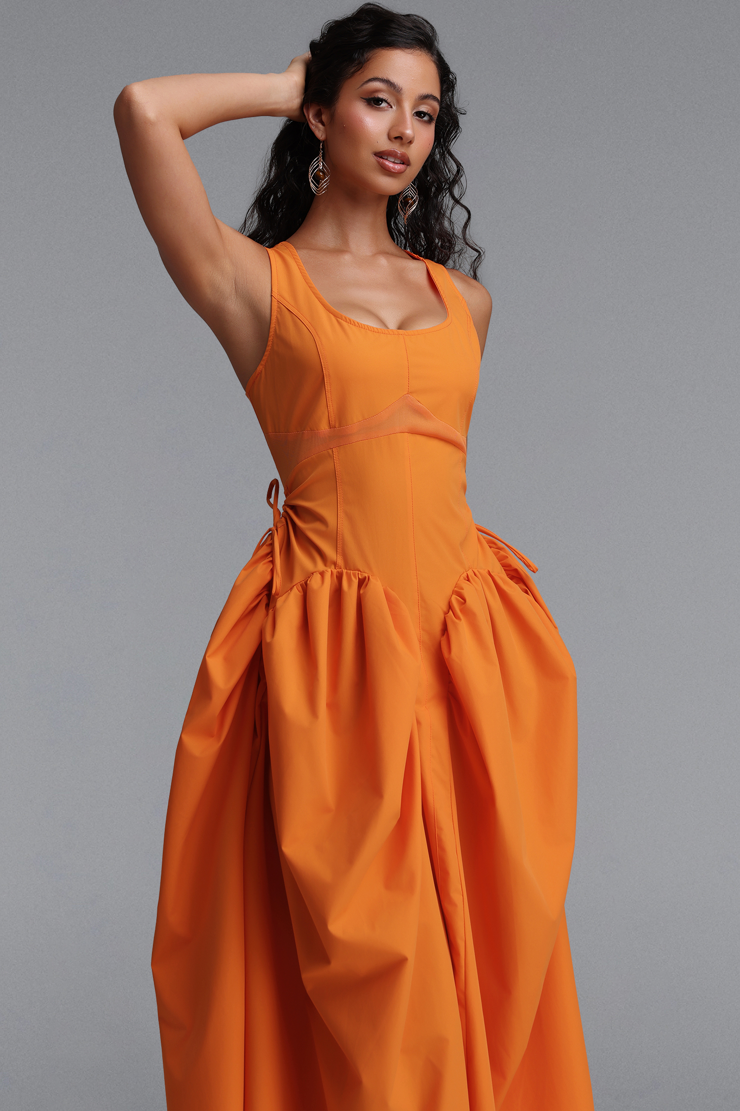 Hzere Chic Tailored Sleeveless Woven Maxi Dress