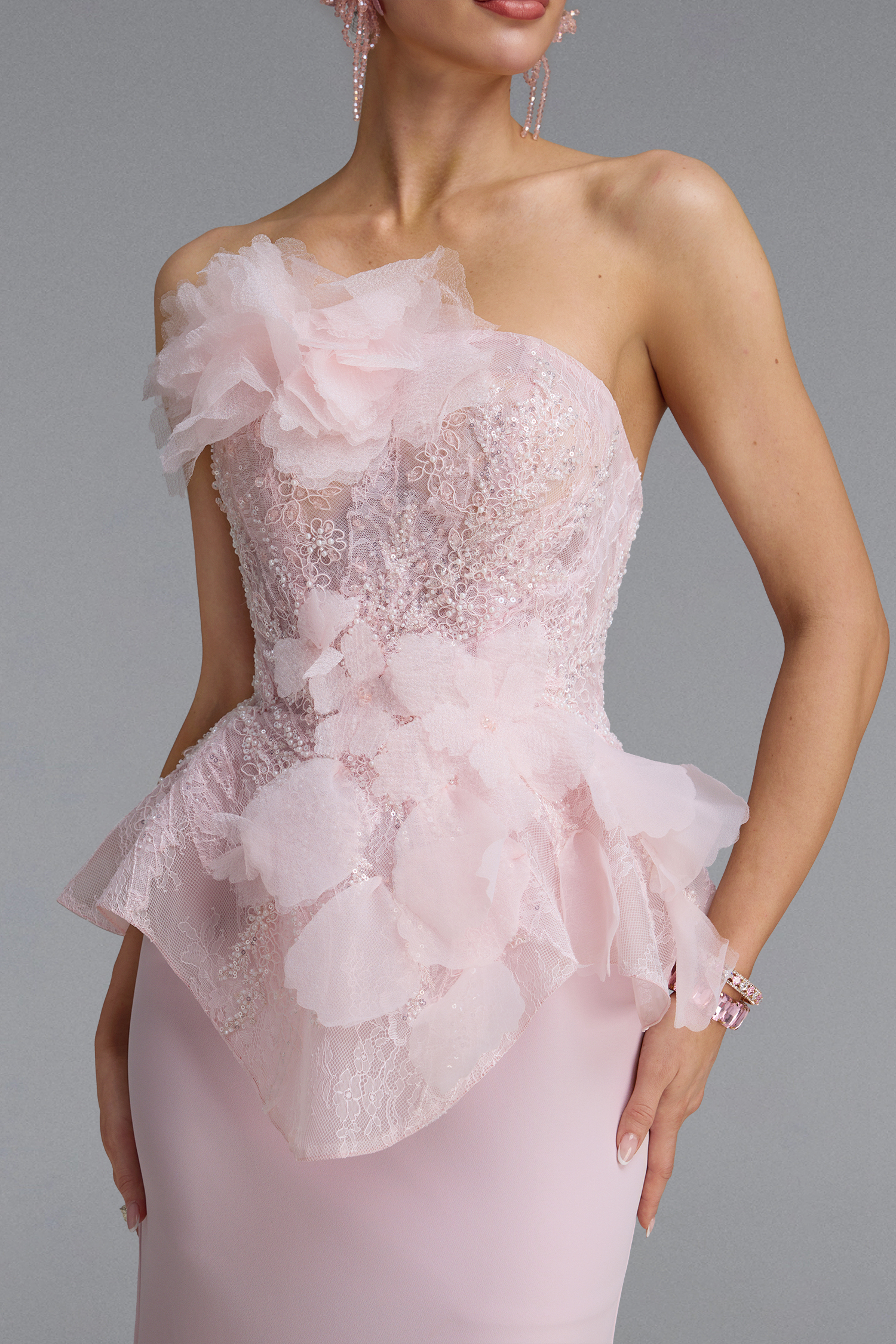 Wyomia Classic Strapless Floral Sequin Maxi Dress