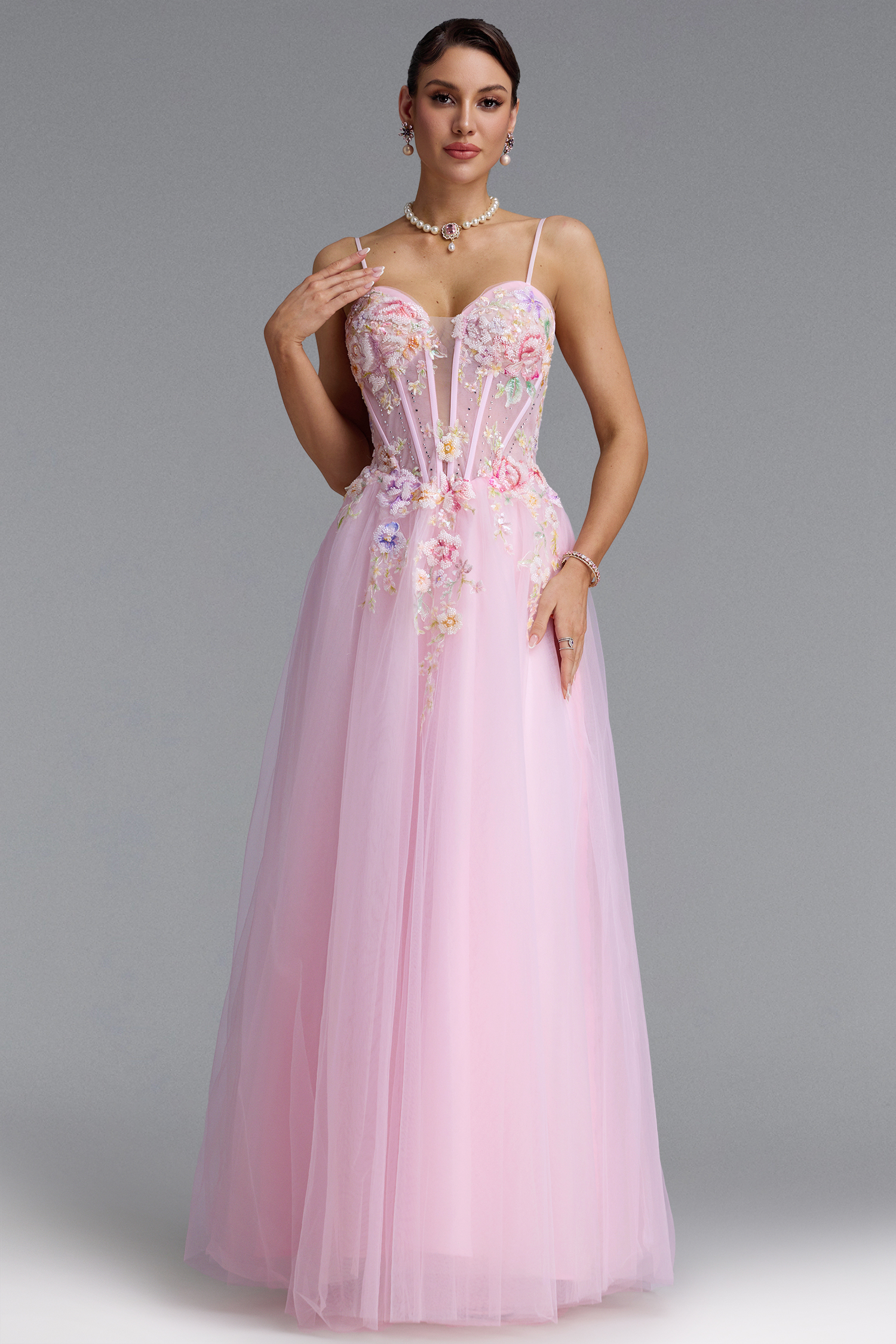 Meryl Romantic Spaghetti Strap Floral Maxi Dress