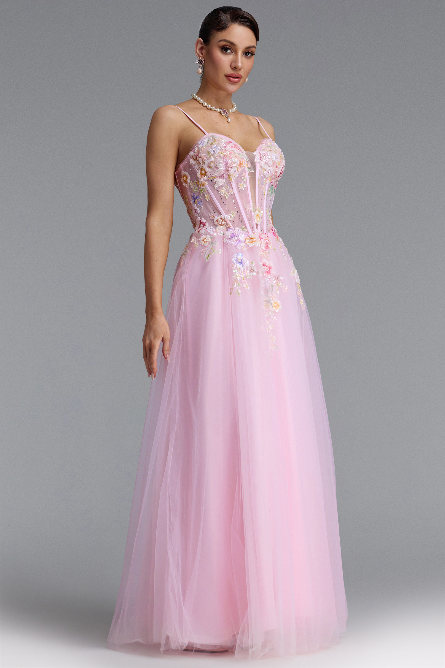 Meryl Romantic Spaghetti Strap Floral Maxi Dress