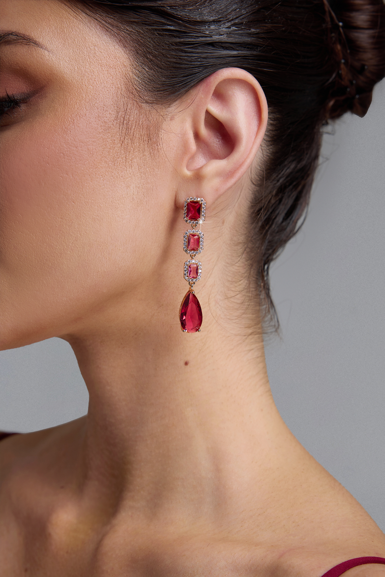 Shaha Square Diamond Teardrop  Earrings