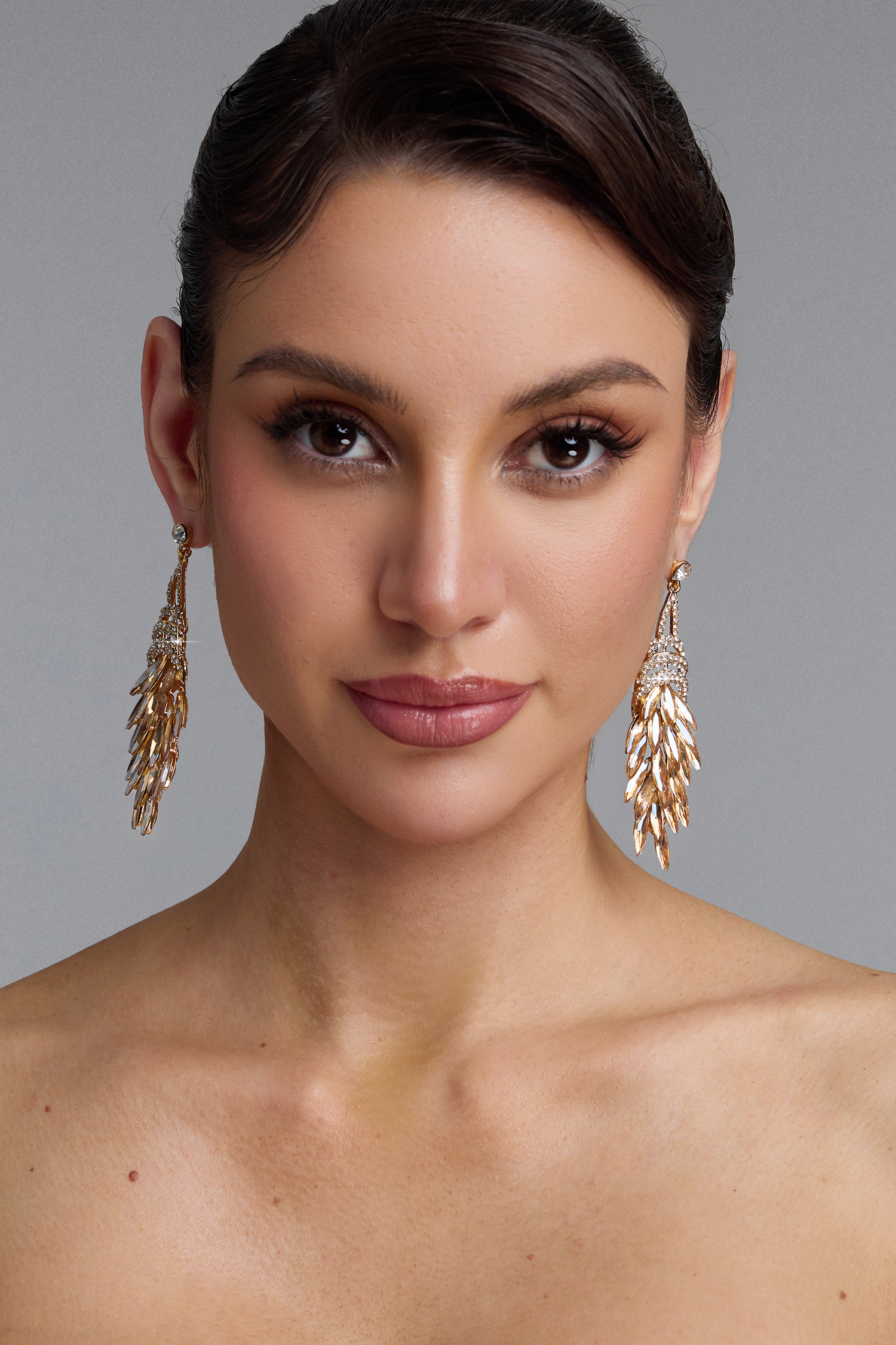 Edmee Wheat Multi Layer Long Tassel Earrings