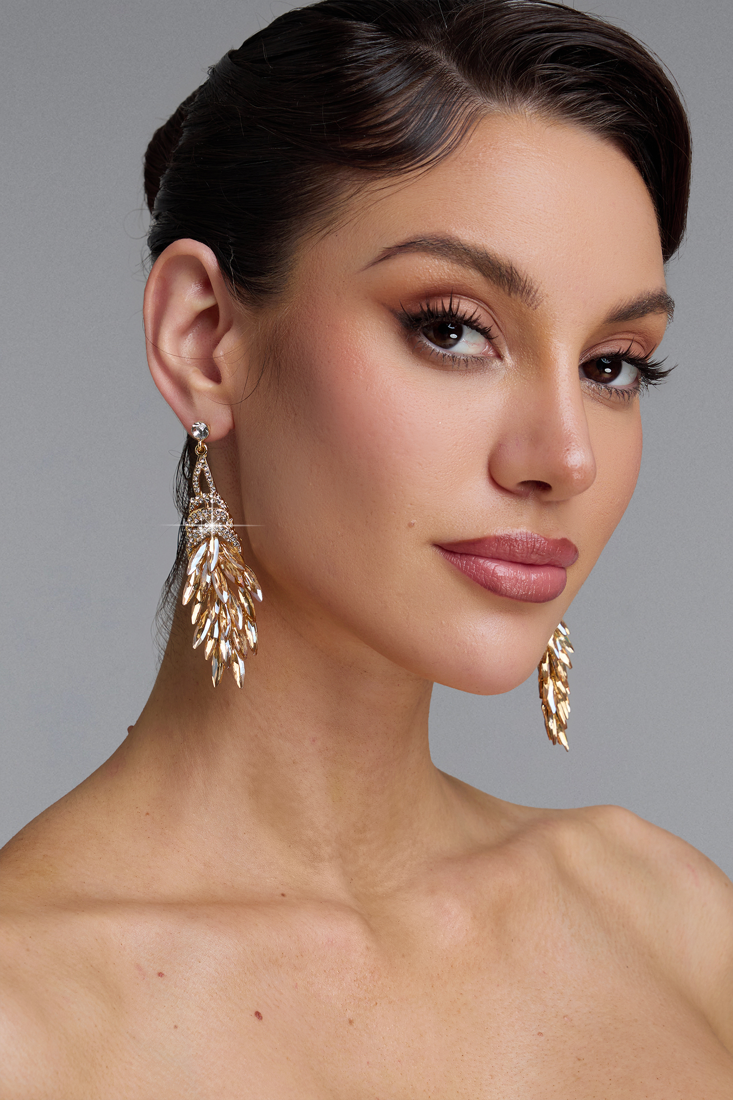 Edmee Wheat Multi Layer Long Tassel Earrings