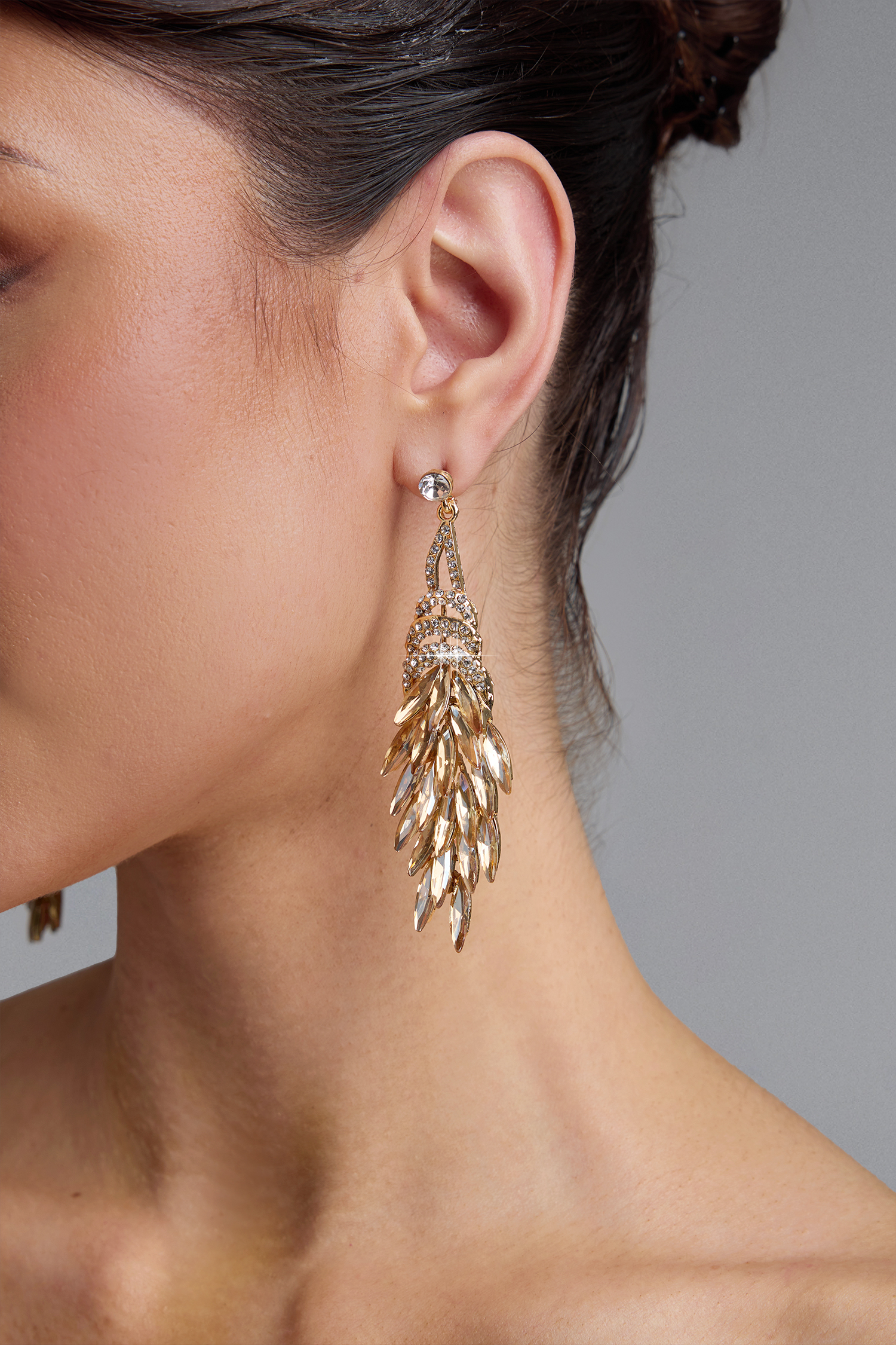 Edmee Wheat Multi Layer Long Tassel Earrings