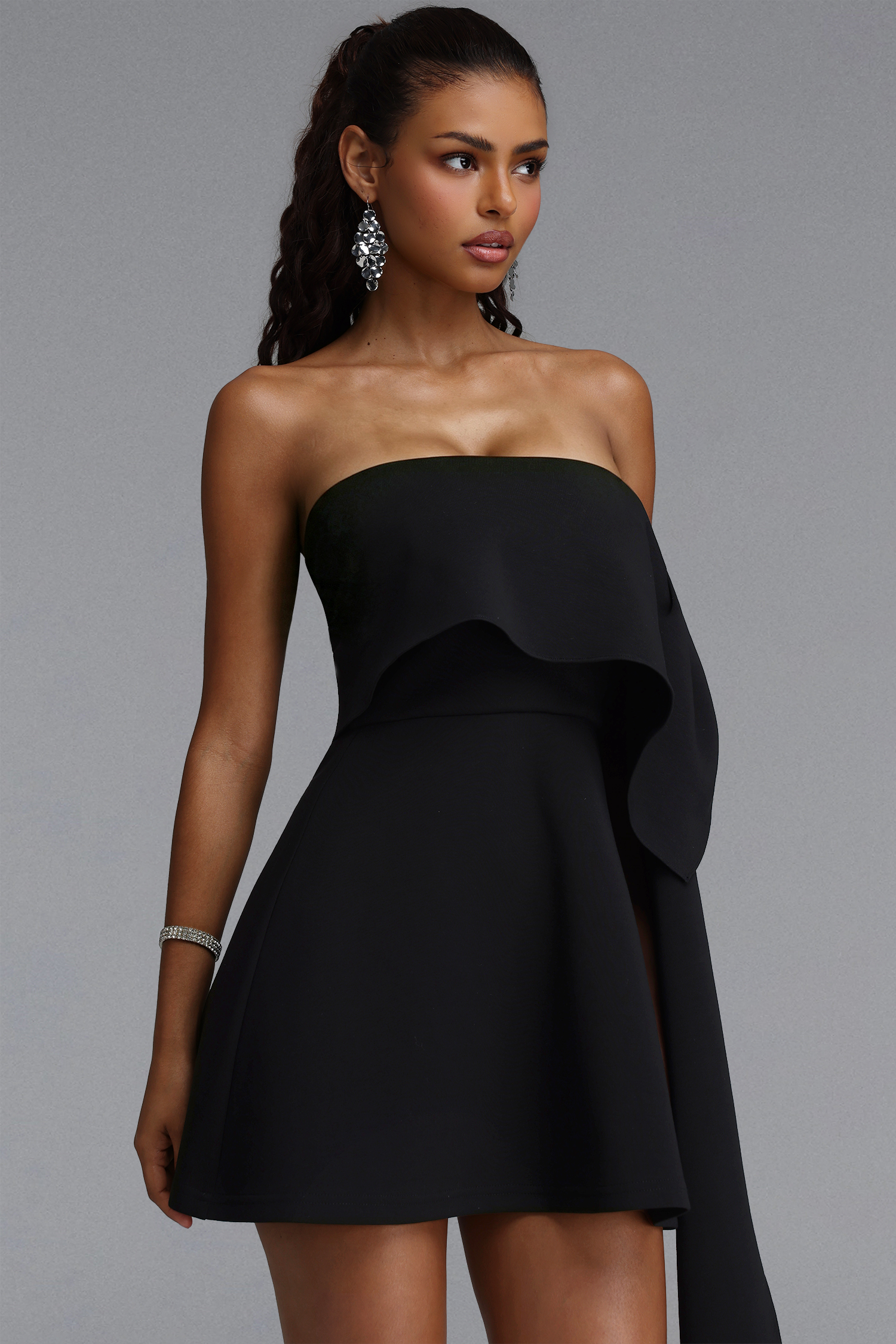 Elay Chic Tailored One Shoulder Woven Mini Dress