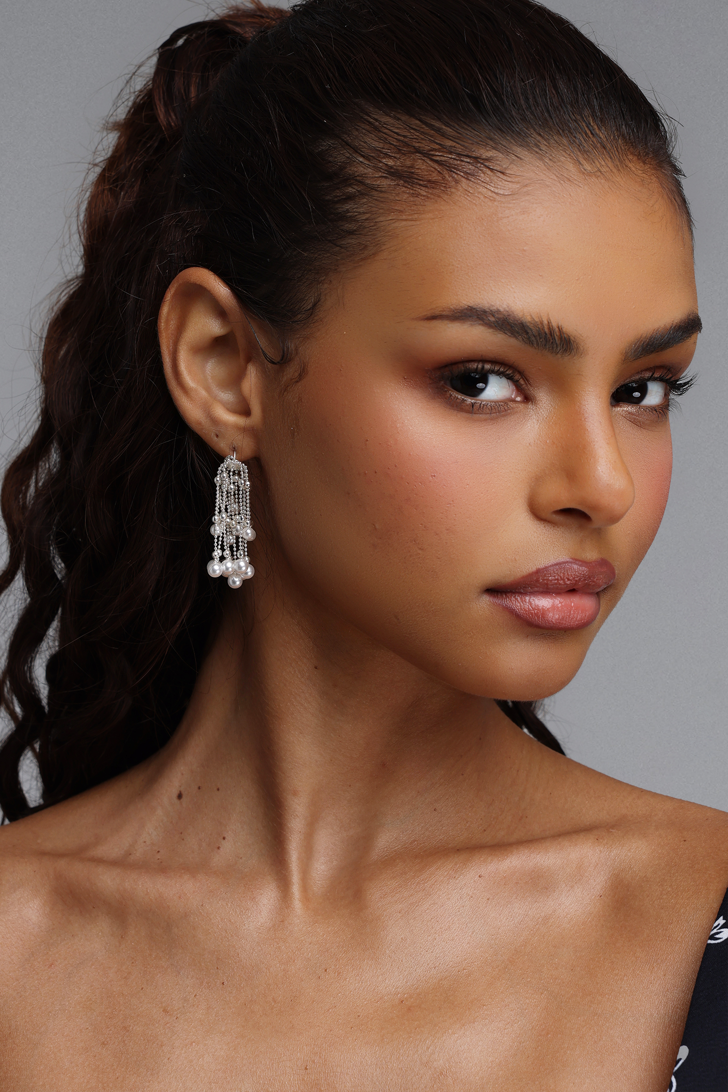 Lizbet Multi-Layered Gradient Pearl Tassel Earrings