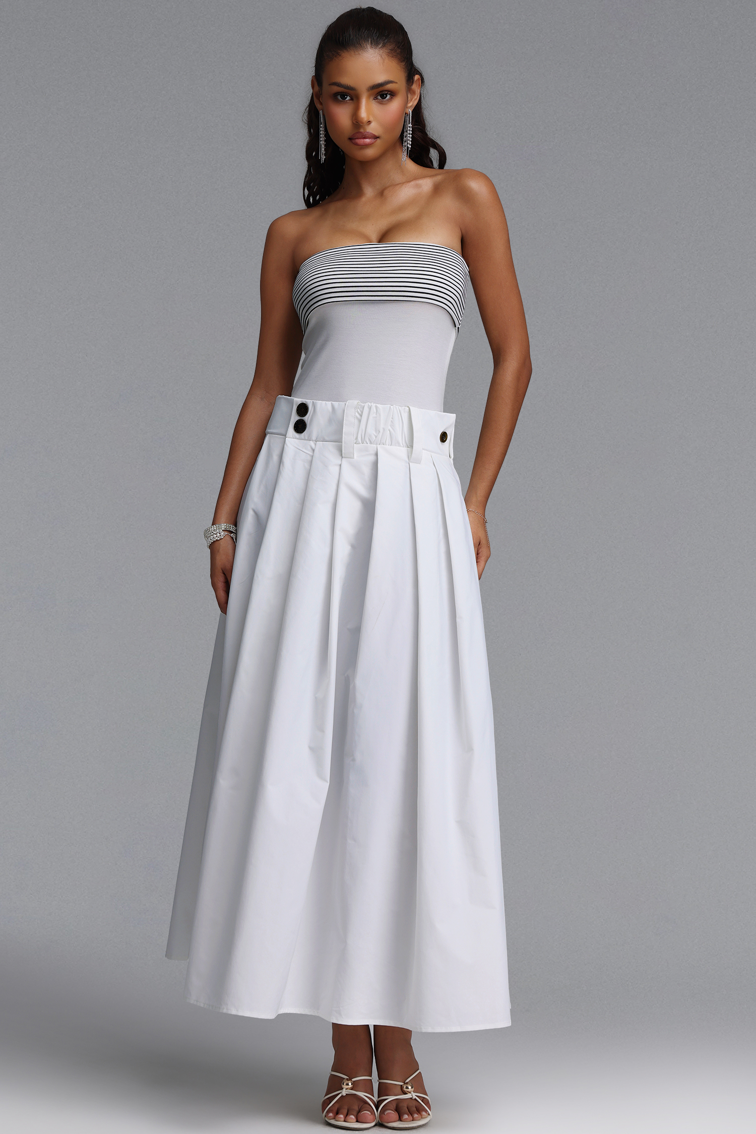 Lotta Chic Strapless Faux Two Piece Maxi Dress