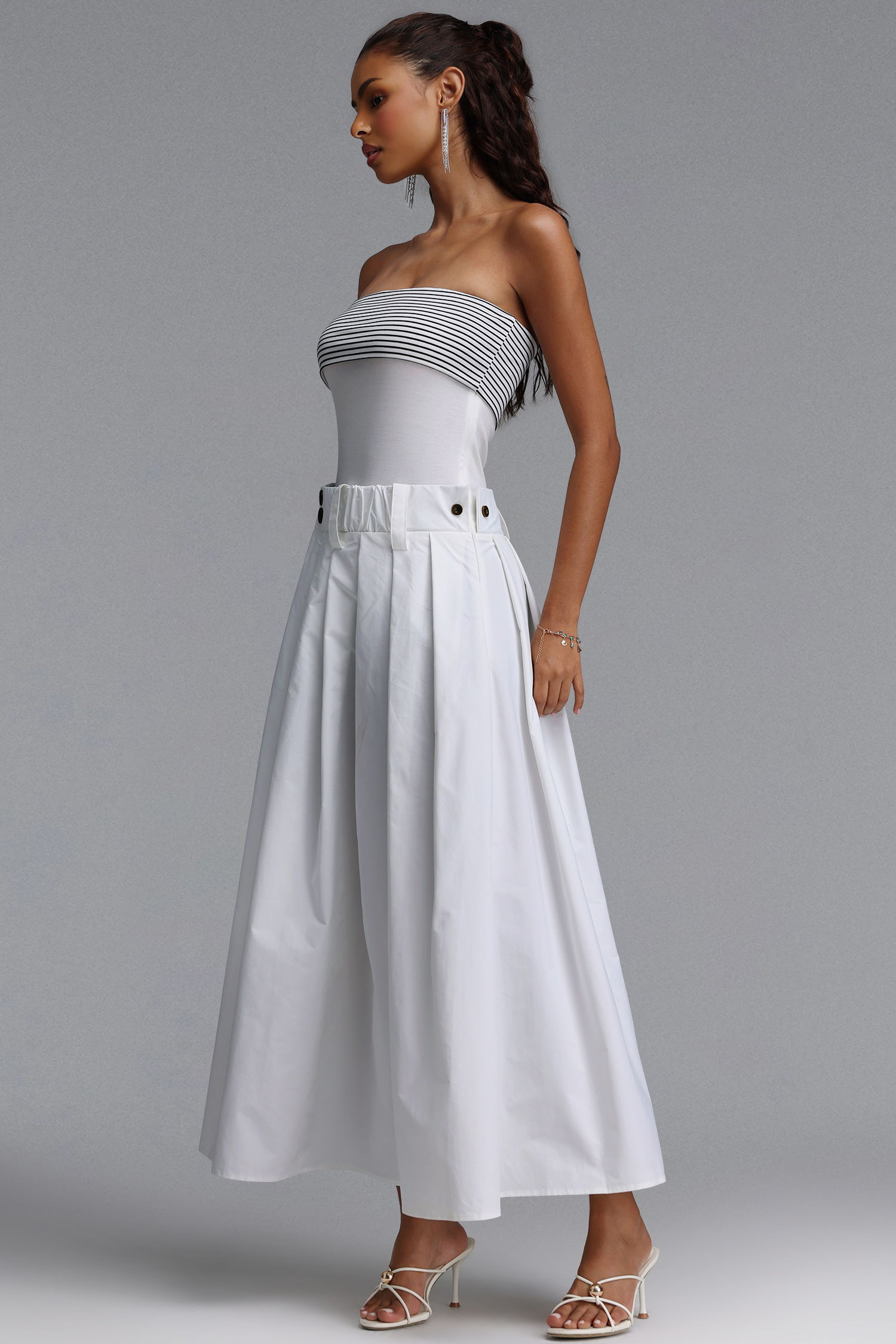 Lotta Chic Strapless Faux Two Piece Maxi Dress