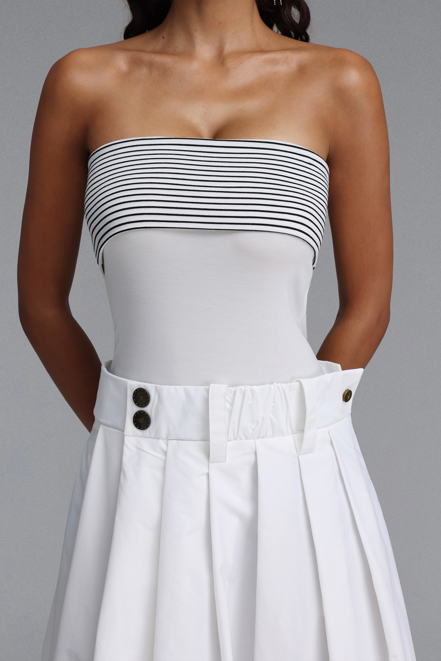 Lotta Chic Strapless Faux Two Piece Maxi Dress