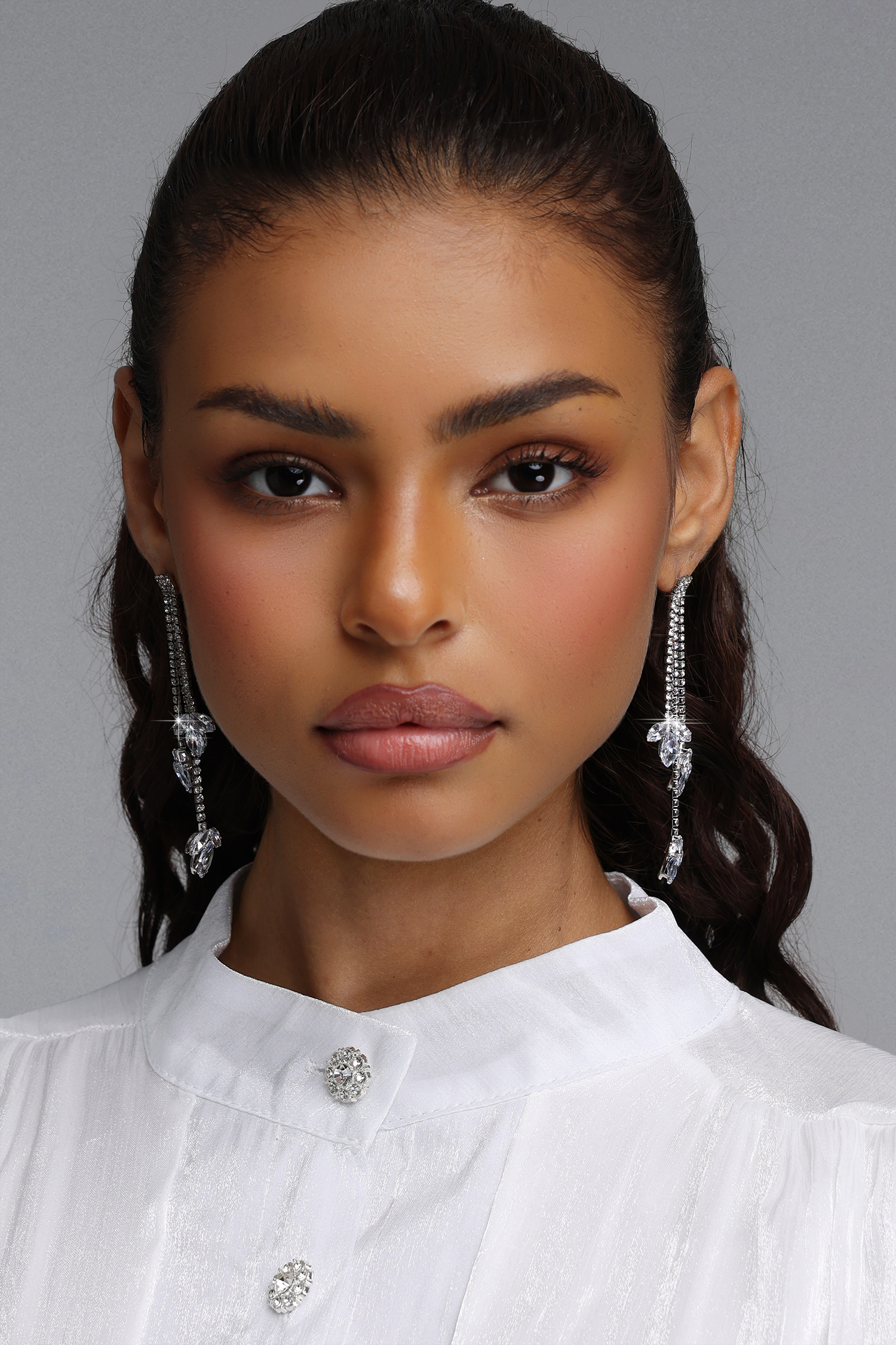 Sharina Multi-Layered Crystal Tassel Earrings