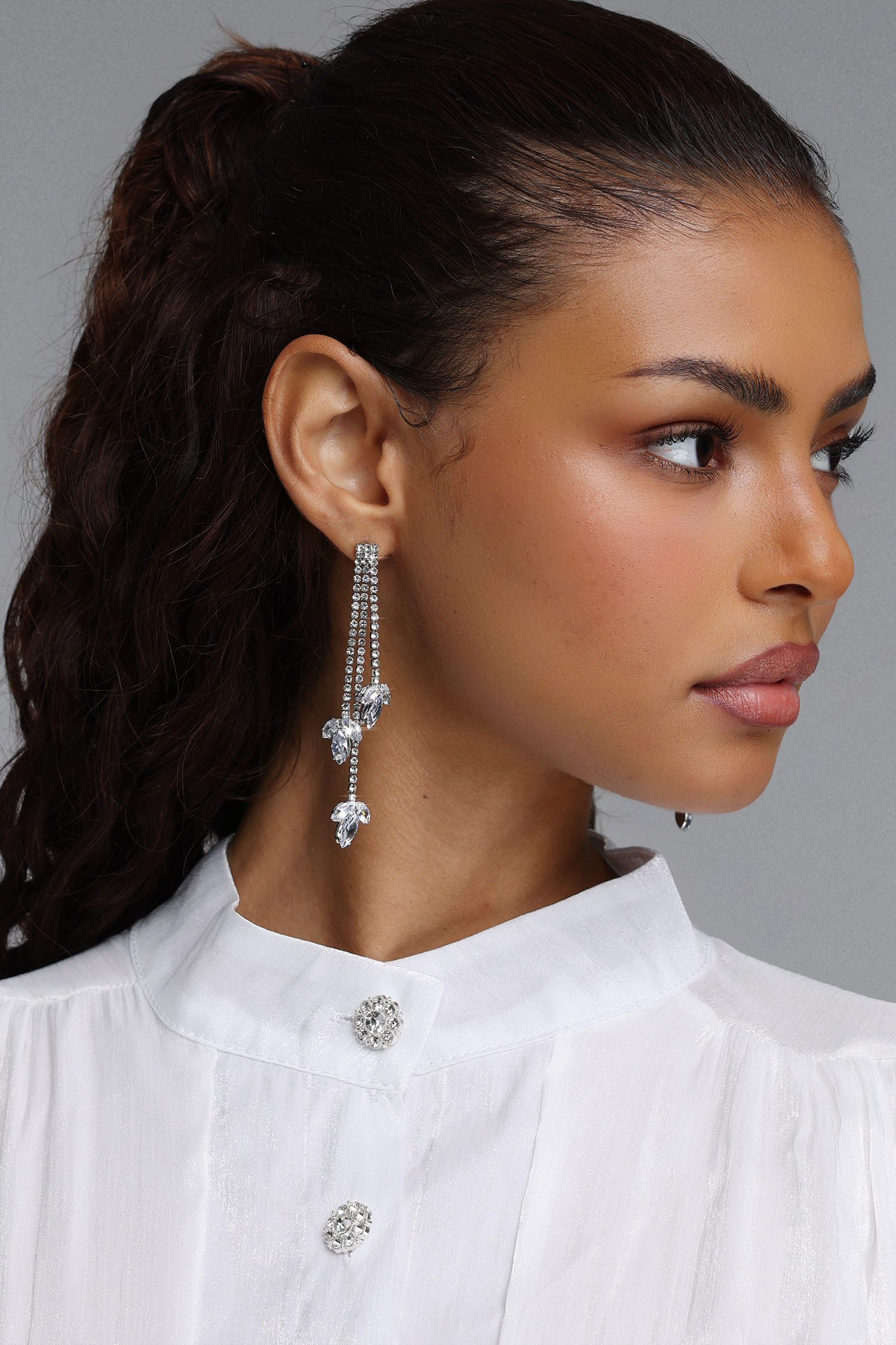 Sharina Multi-Layered Crystal Tassel Earrings