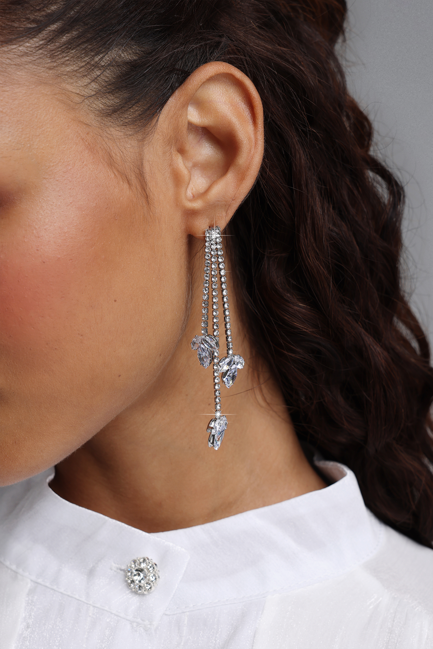 Sharina Multi-Layered Crystal Tassel Earrings