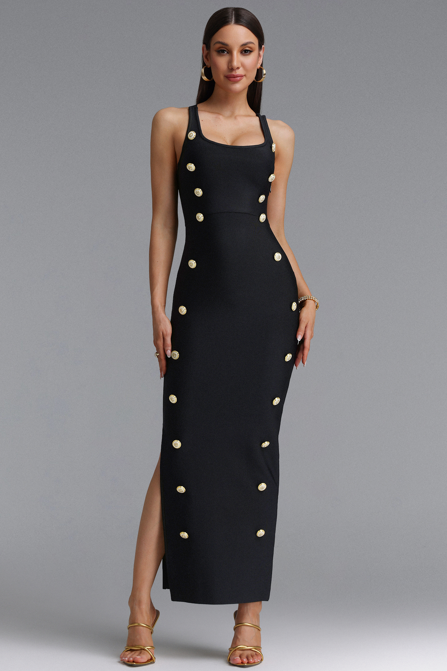 Giacinta Halter Bandage Maxi Dress - Black