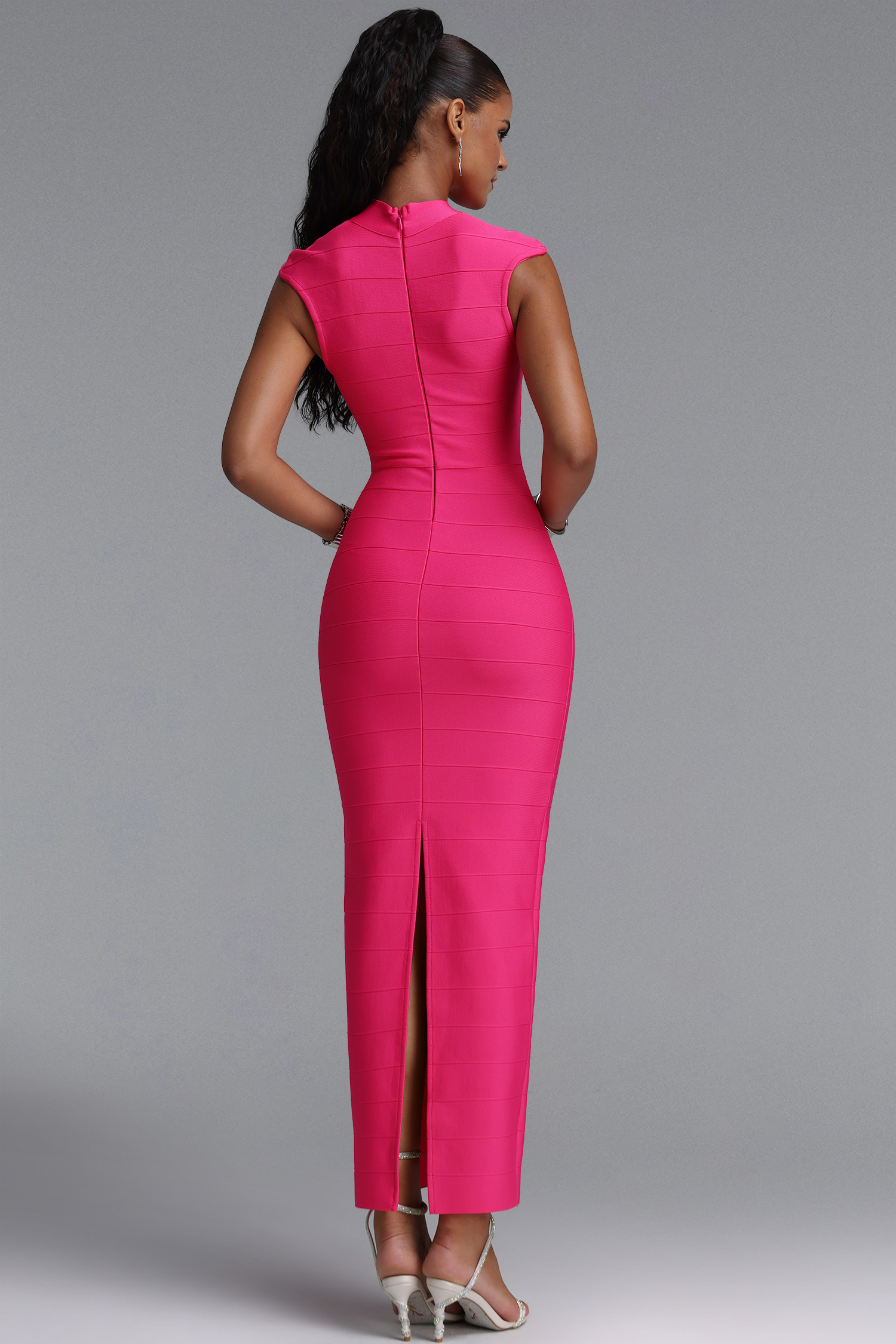 Maka Modern High Neck Sleeveless Bandage Maxi Dress