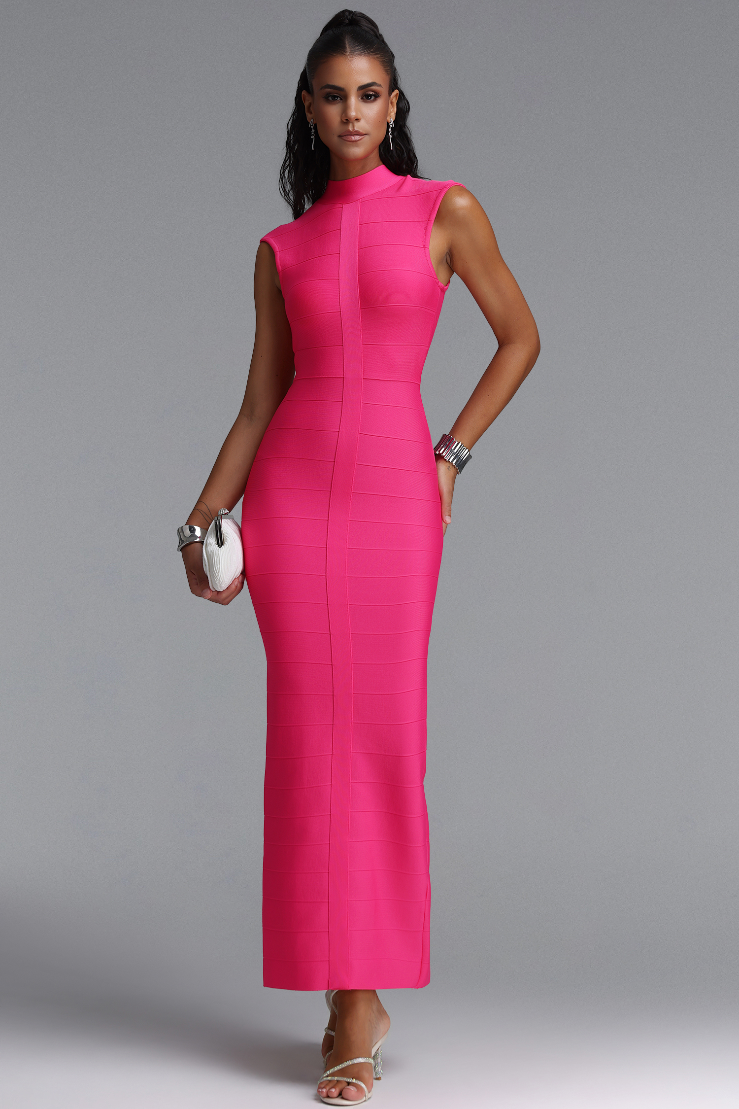 Maka Modern High Neck Sleeveless Bandage Maxi Dress