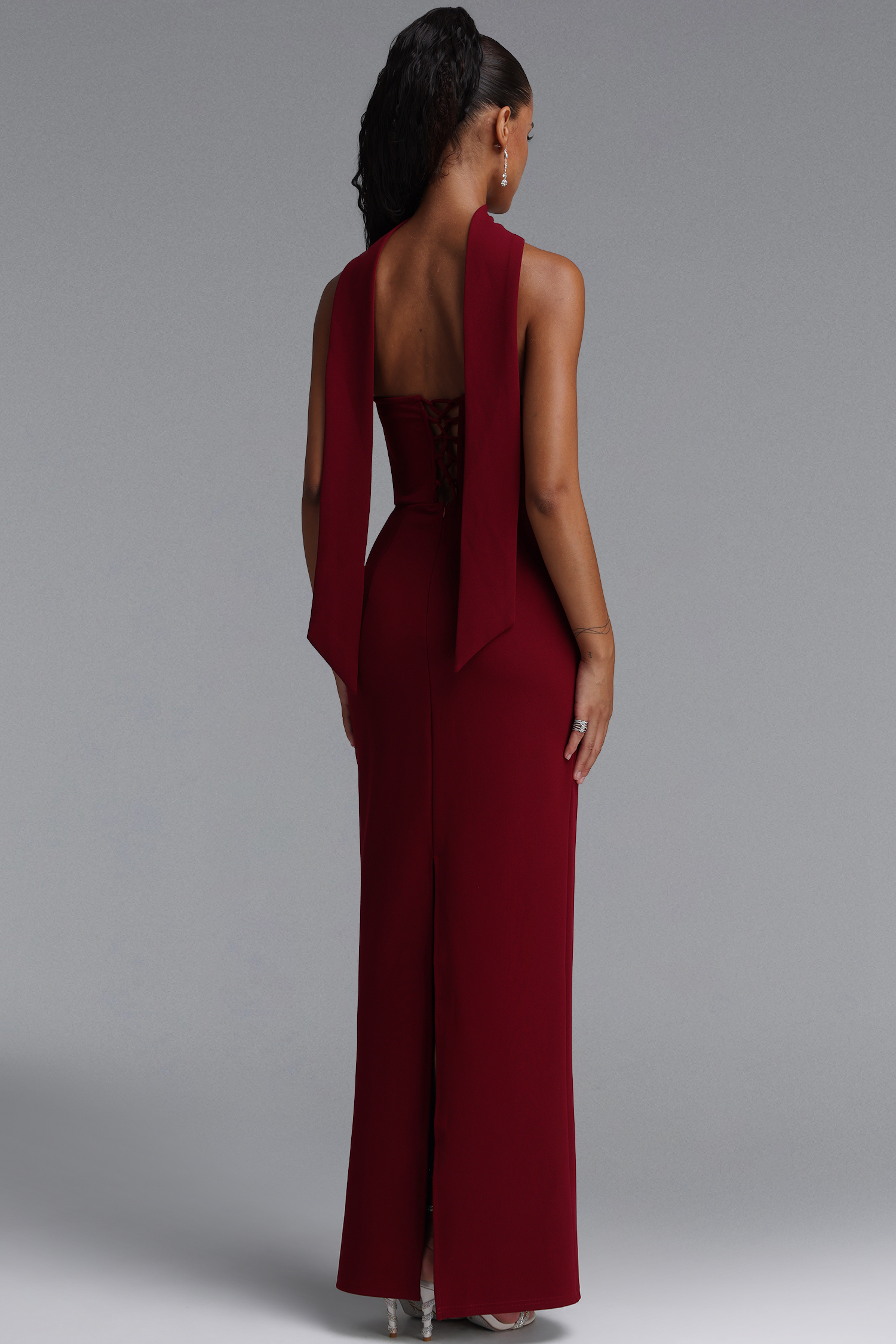 Halee Glam Halter Corset Rhinestone Bandage Dress