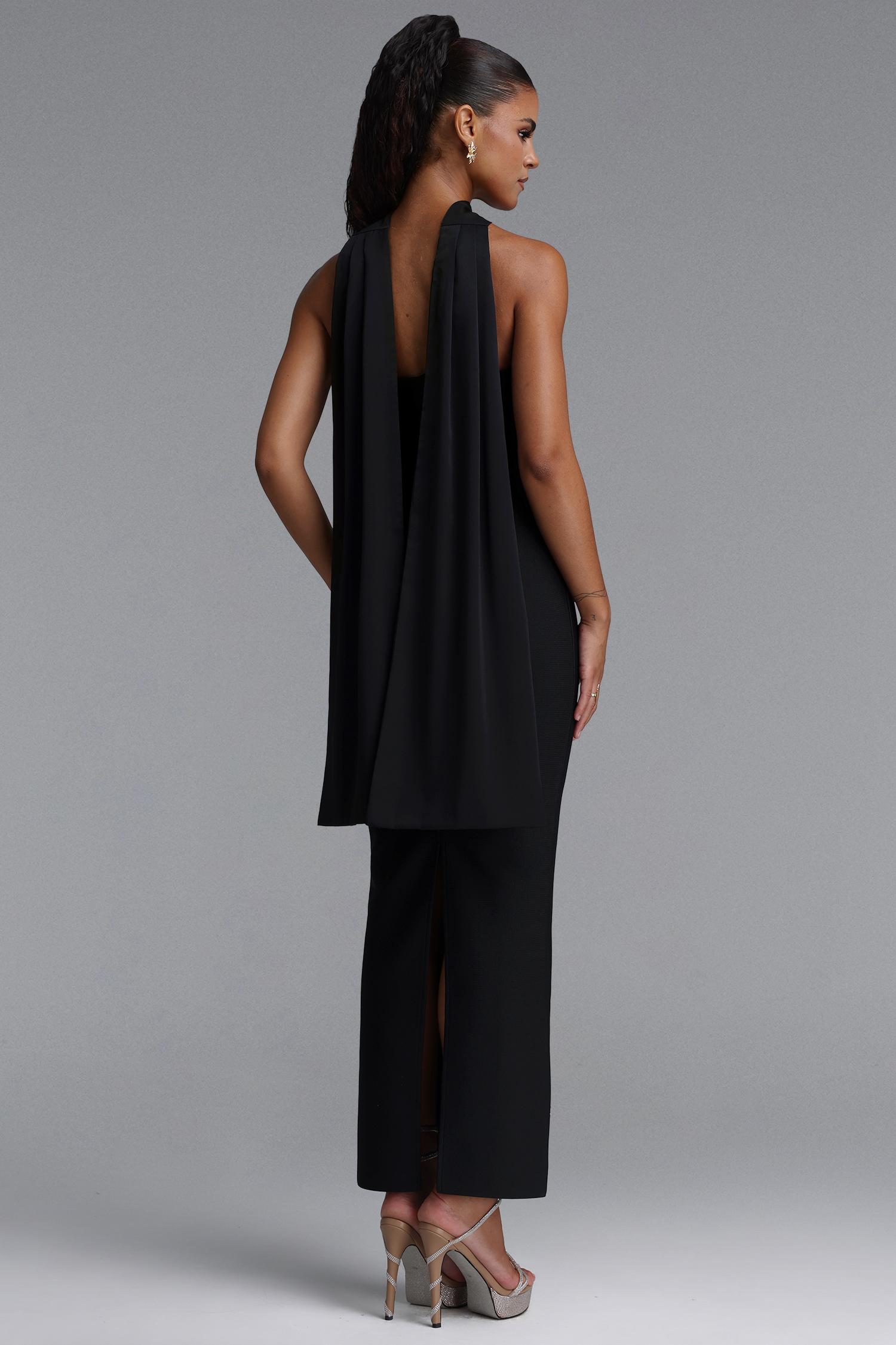 Eurien Glamorous Contour Strapless Floral Bandage Maxi Dress