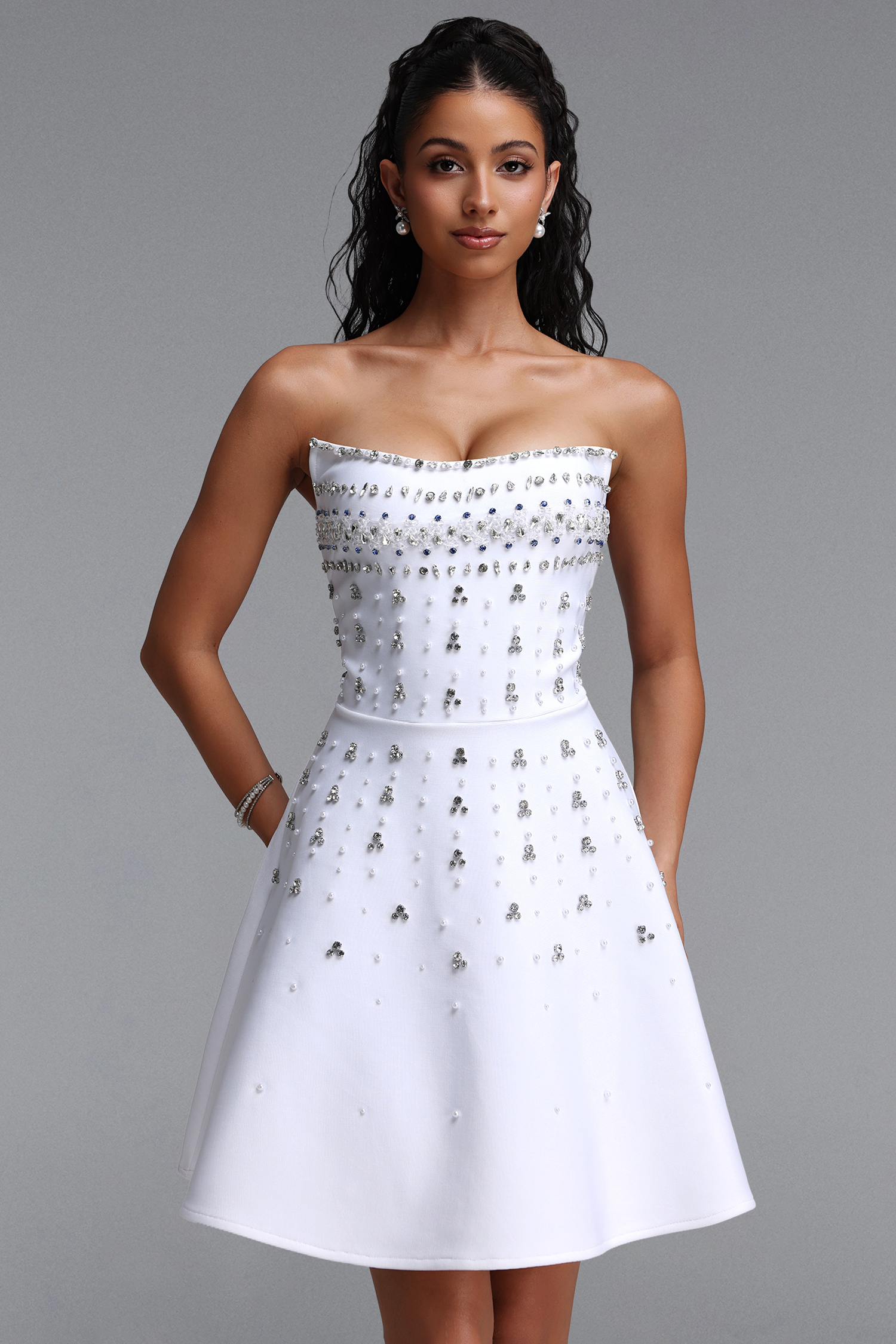 Kalic Strapless Diamond Bandage Mini Dress