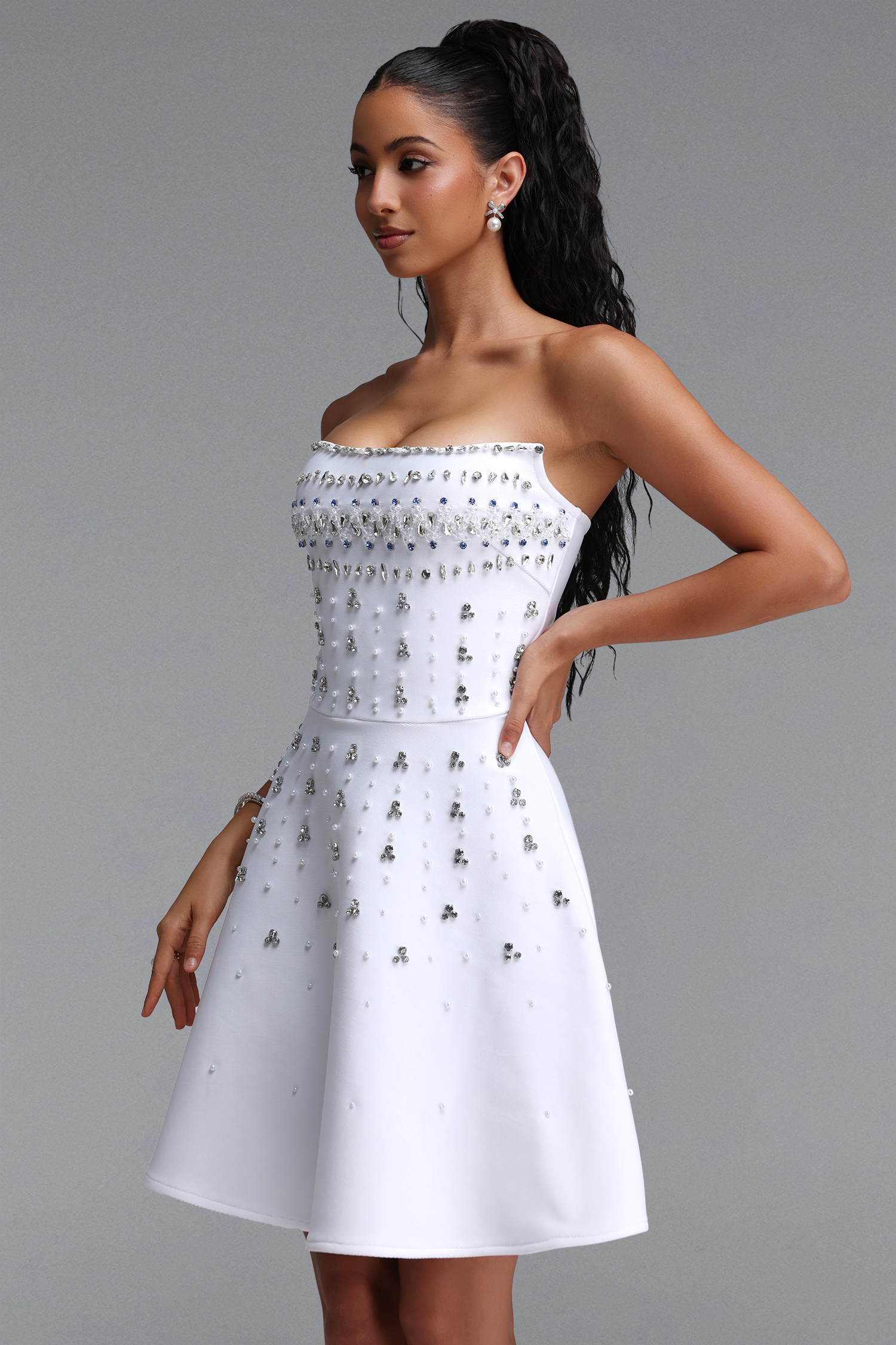 Kalic Strapless Diamond Bandage Mini Dress
