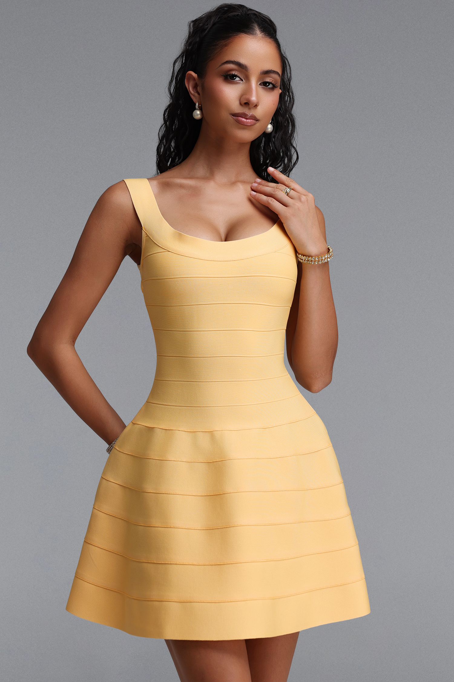Tegan Elegant Contour A Line Bandage Mini Dress