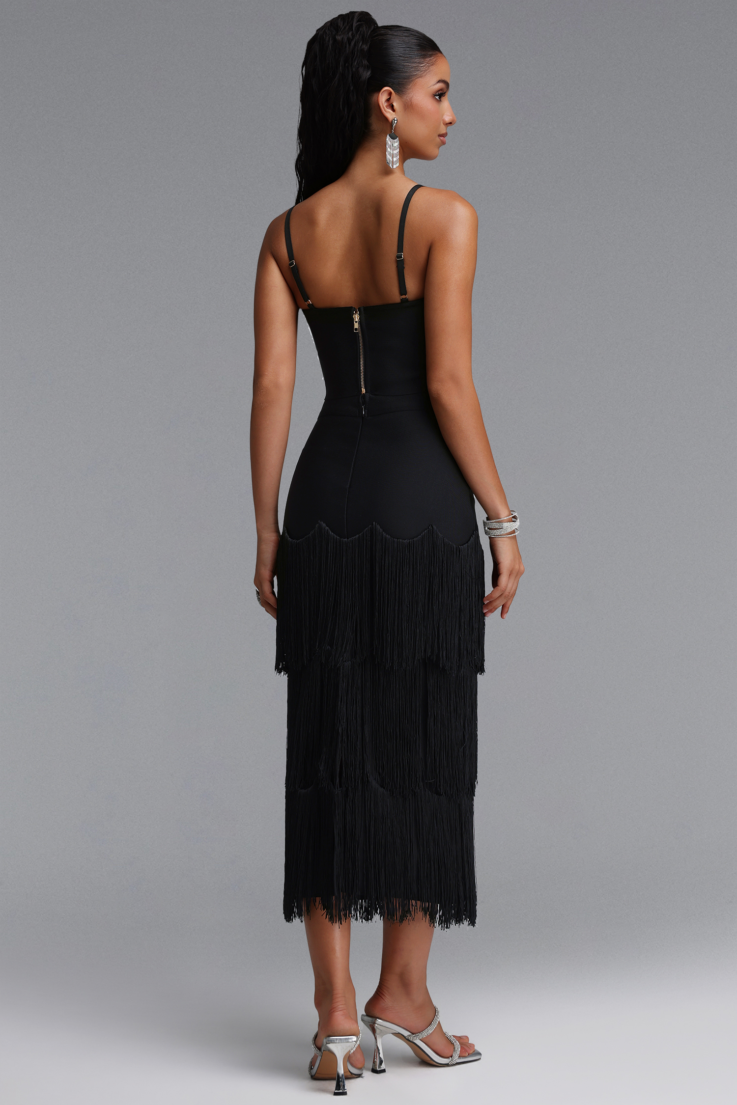 Valerie Chic Contour Cami Strap Top Tassel Bandage Two Piece Set
