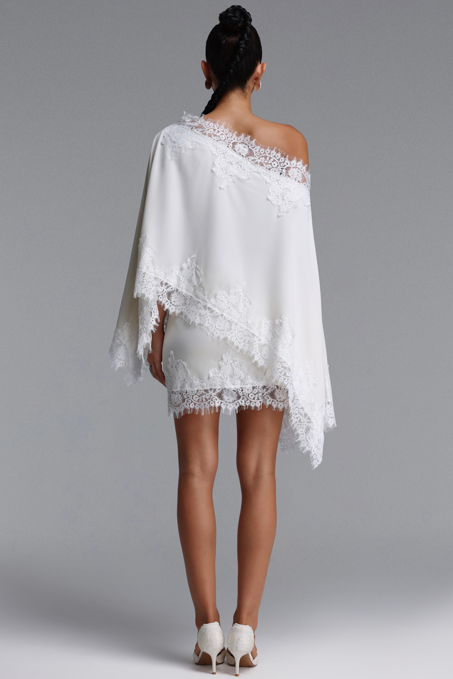 Lerla Romantic Tailored Lace Trimmed Woven Top and Skirt Two Piece Set