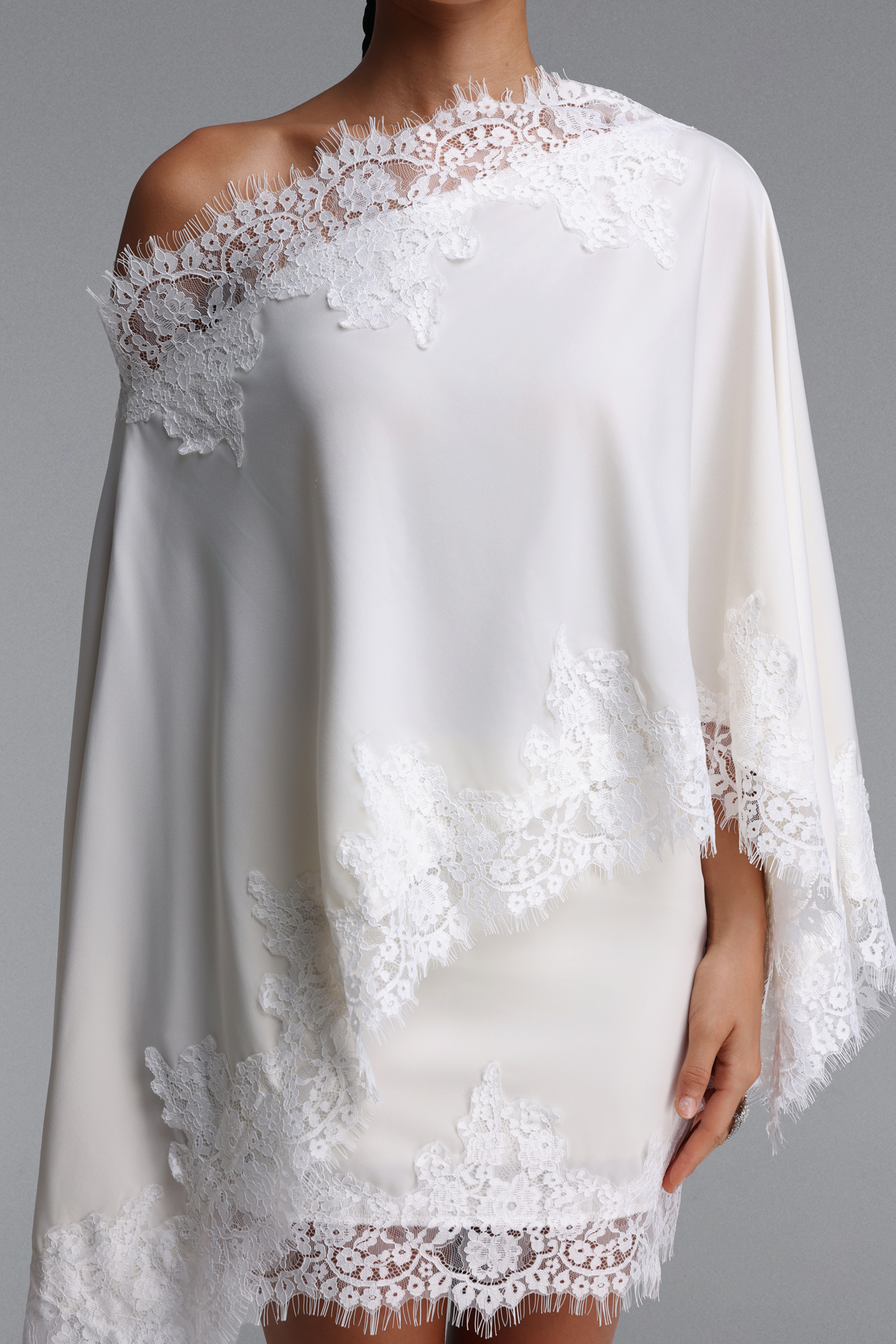 Lerla Romantic Tailored Lace Trimmed Woven Top and Skirt Two Piece Set