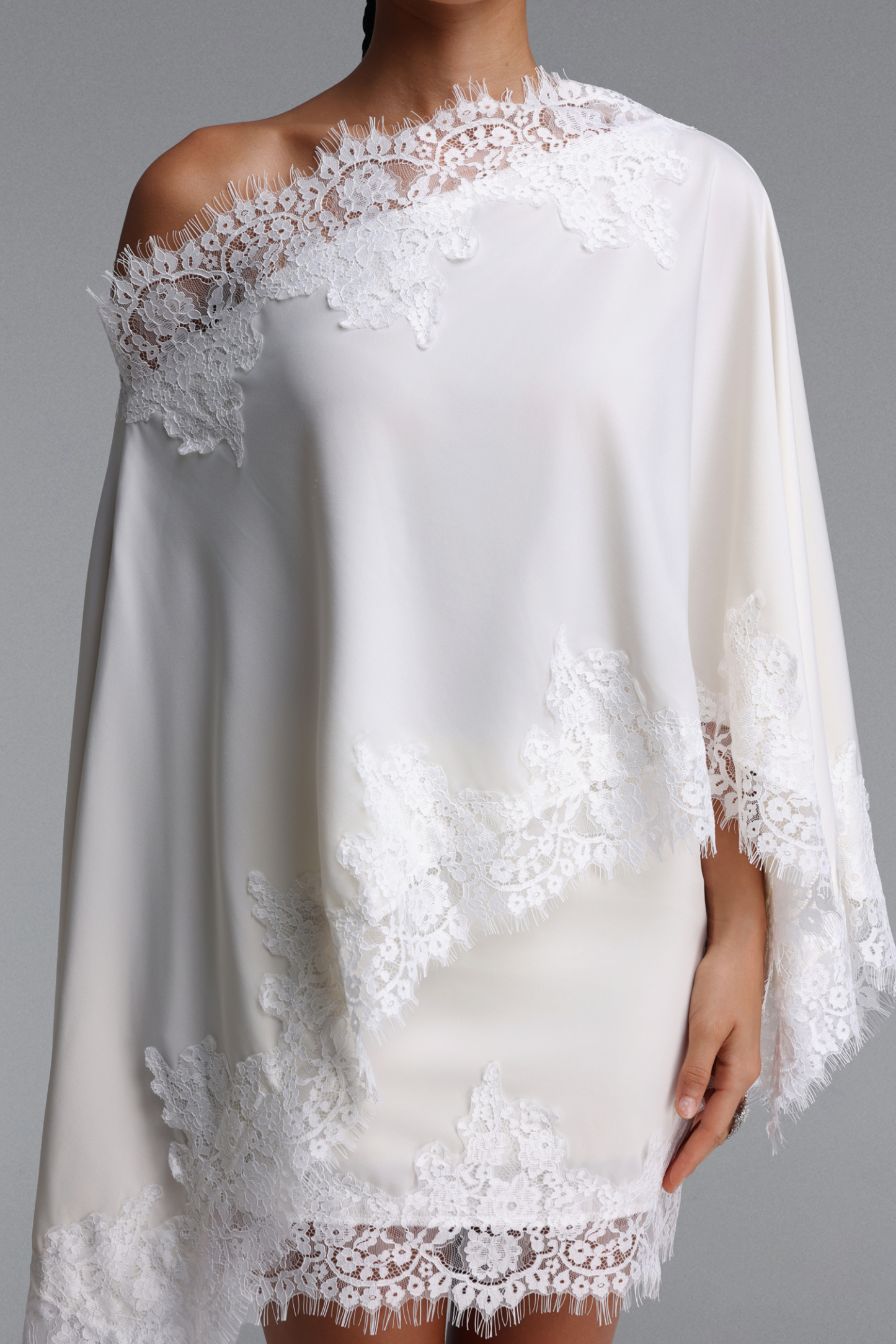 Lerla Romantic Tailored Lace Trimmed Woven Top and Skirt Two Piece Set