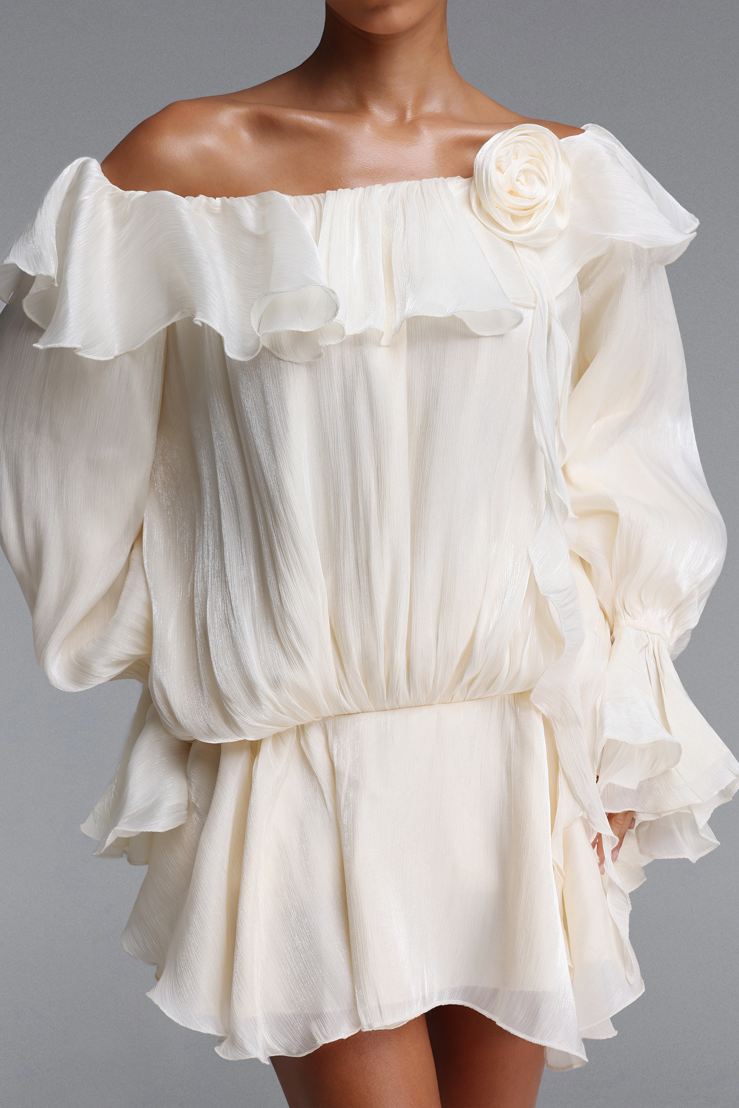 Ririe Romantic Flowy Off Shoulder Floral Satin Top And Pants Two Piece Set