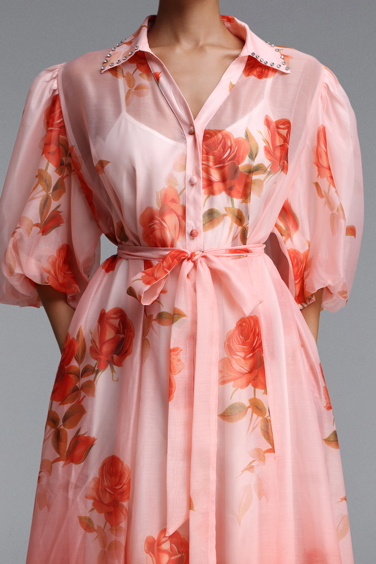 Thea Romantic Flowy Puff Sleeve Floral Print Woven Maxi Dress