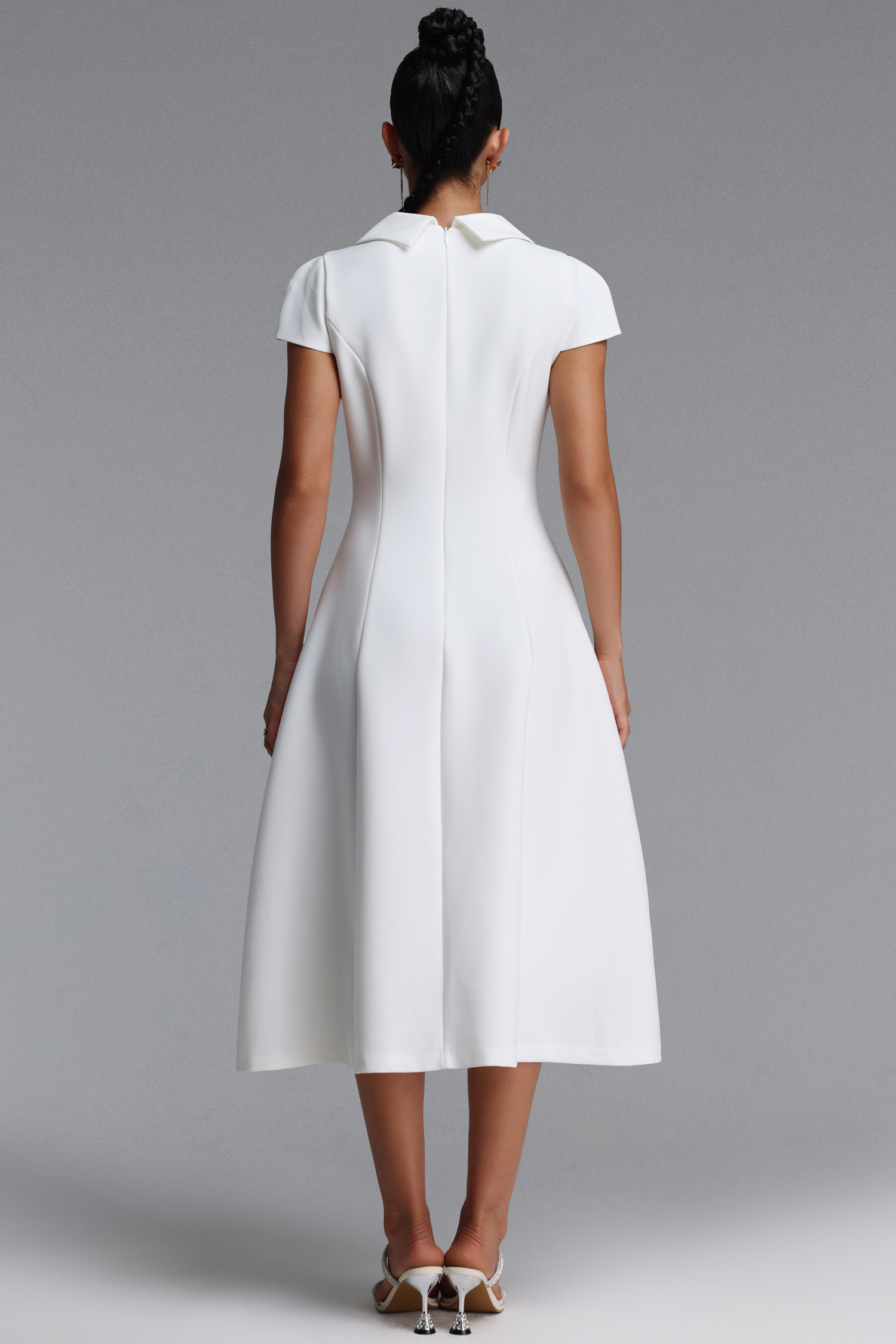 Olapa Elegant Tailored Shirt Collar Woven Maxi Dress