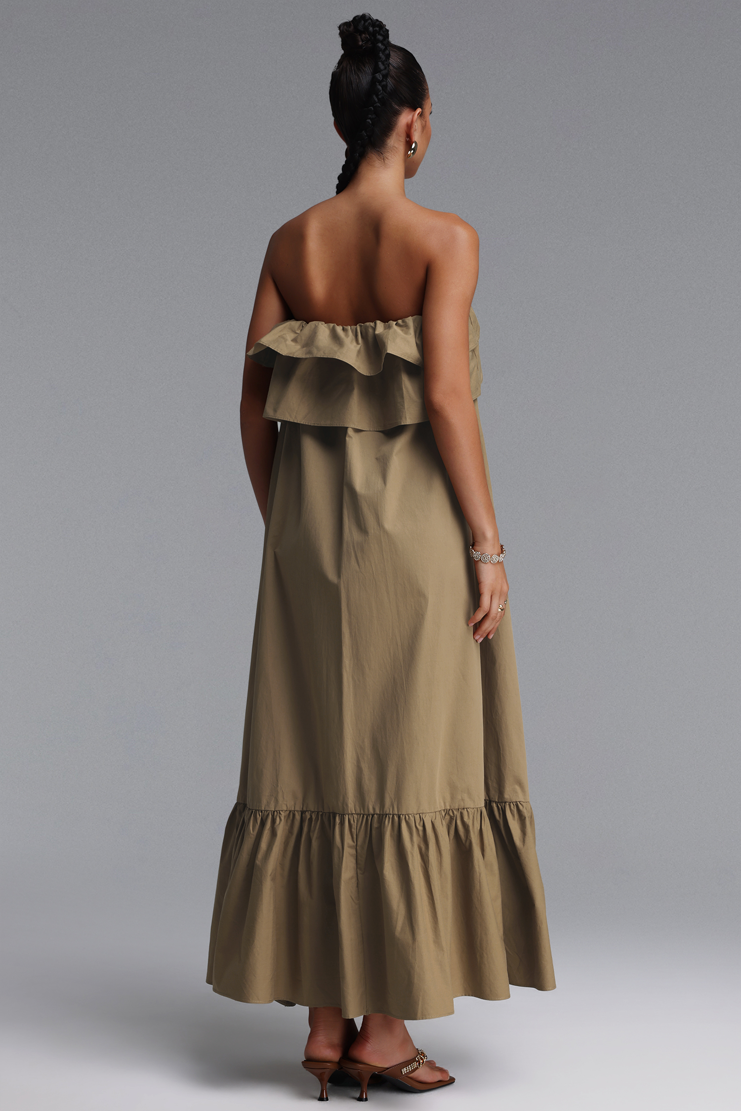 Luda Chic Tailored Ruffle Woven Maxi Dress