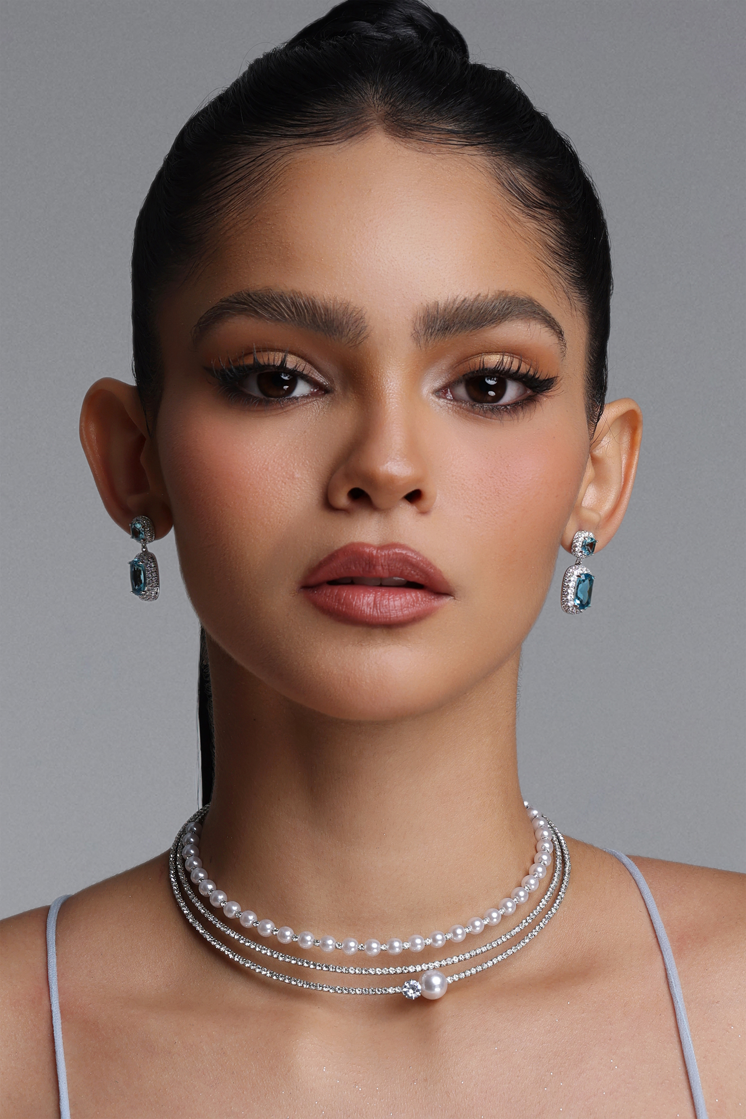 Racaco Halo Rhinestone Drop Earrings