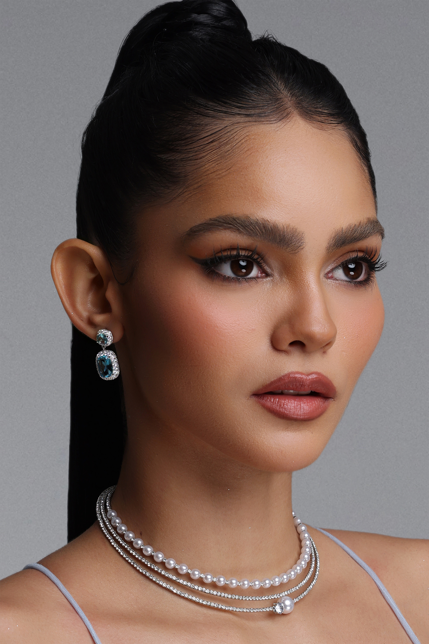 Racaco Halo Rhinestone Drop Earrings