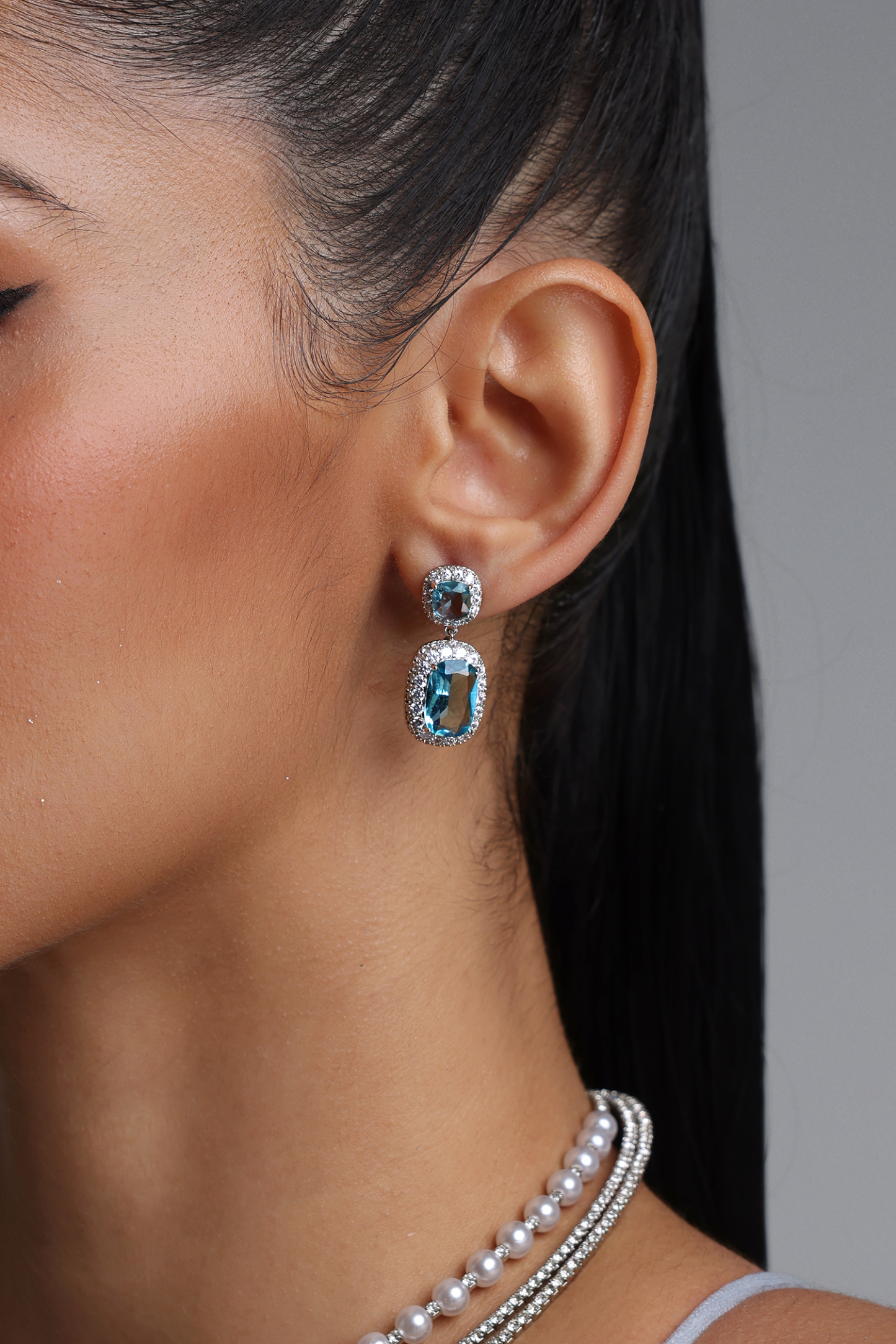 Racaco Halo Rhinestone Drop Earrings