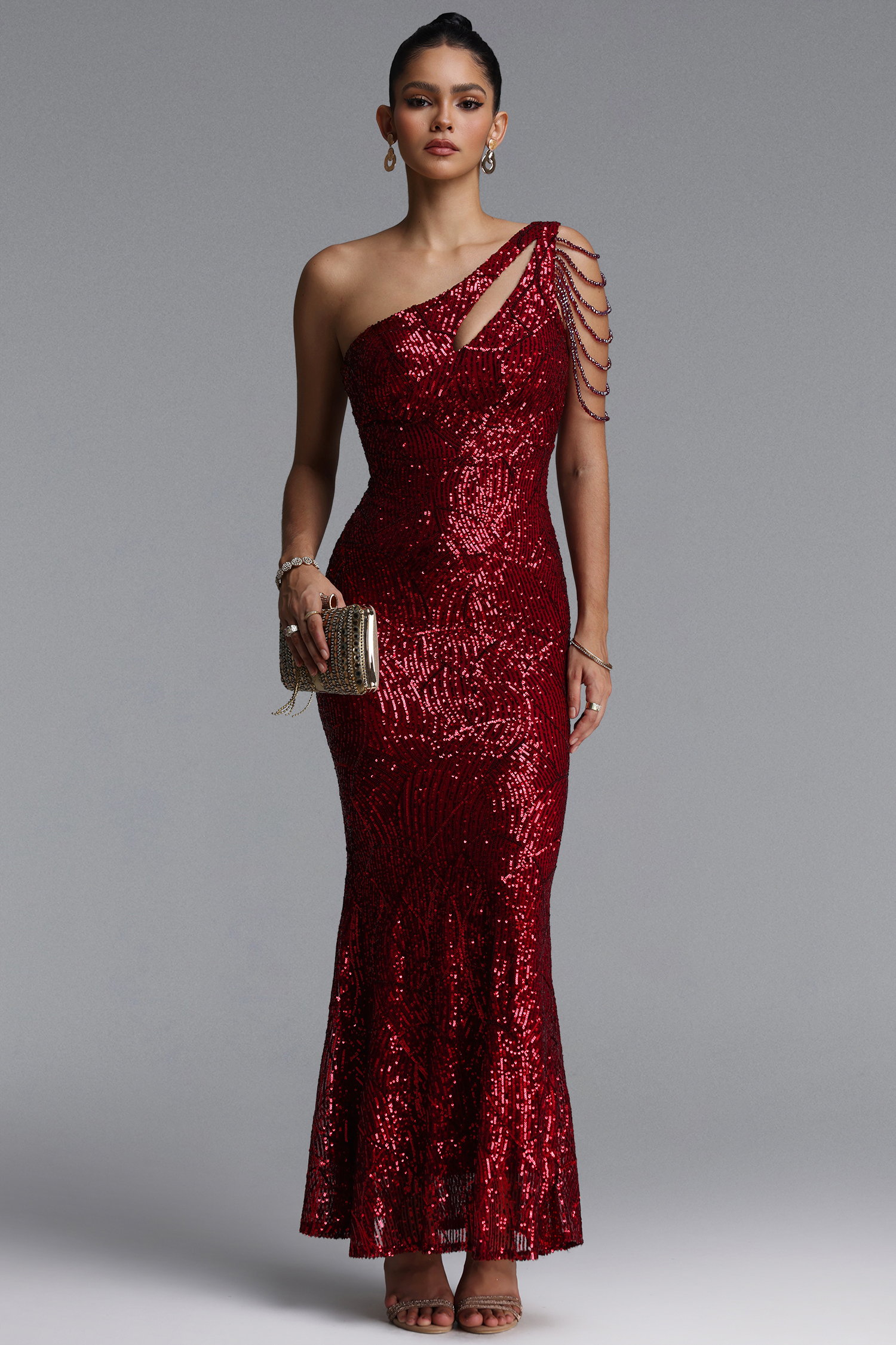 Gamora One Shoulder Sequin Maxi Dress