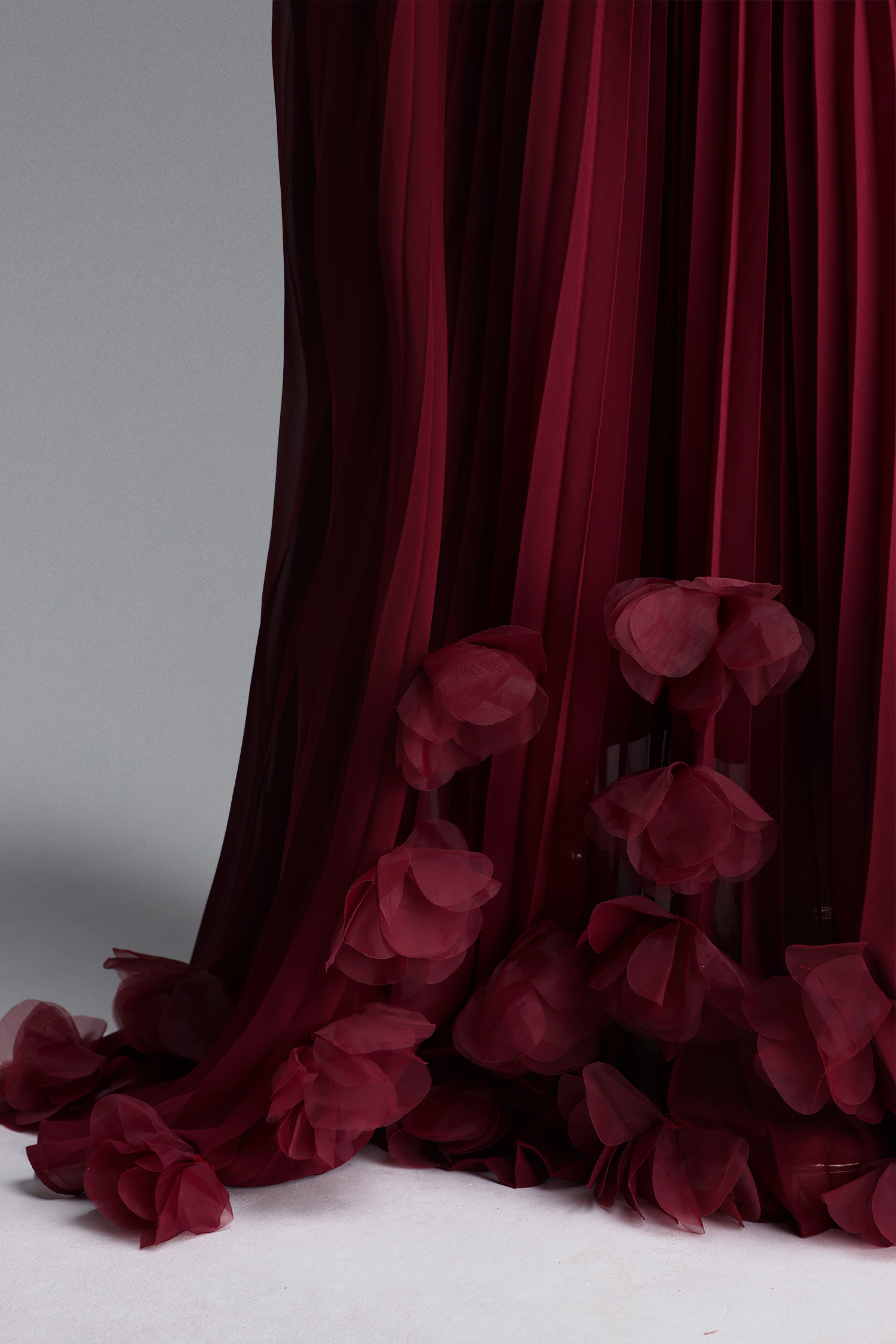 Nellie Elegant Strapless Ruched Floral Chiffon Maxi Dress