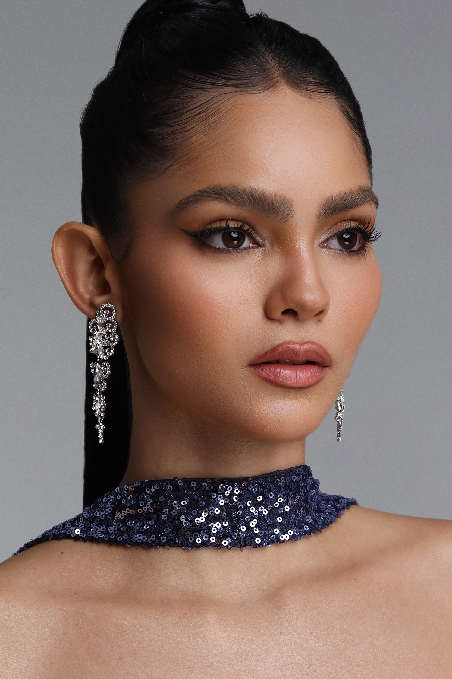Hollie Exquisite Multi Layer  Floral Rhinestone Earrings