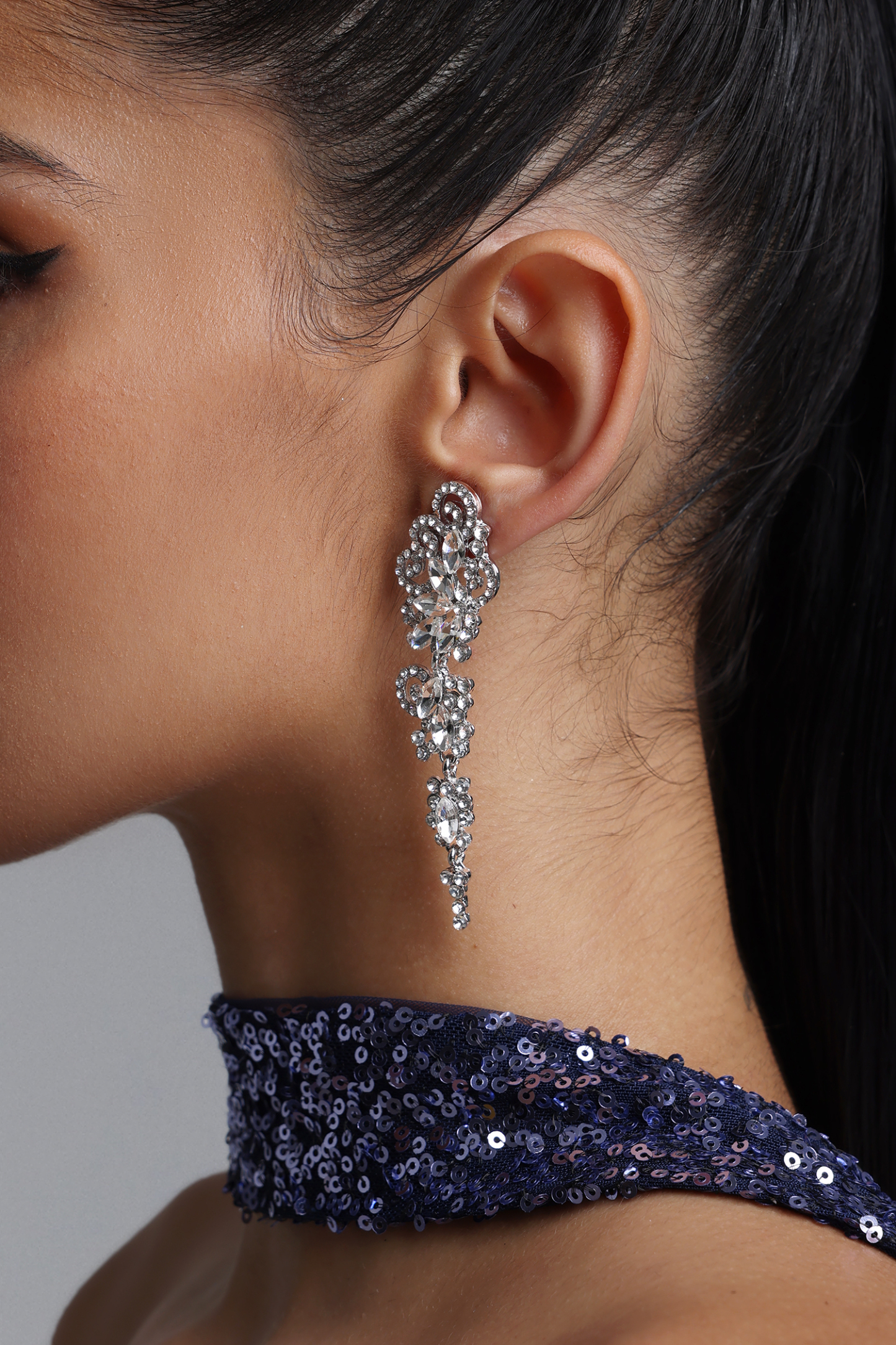 Hollie Exquisite Multi Layer  Floral Rhinestone Earrings