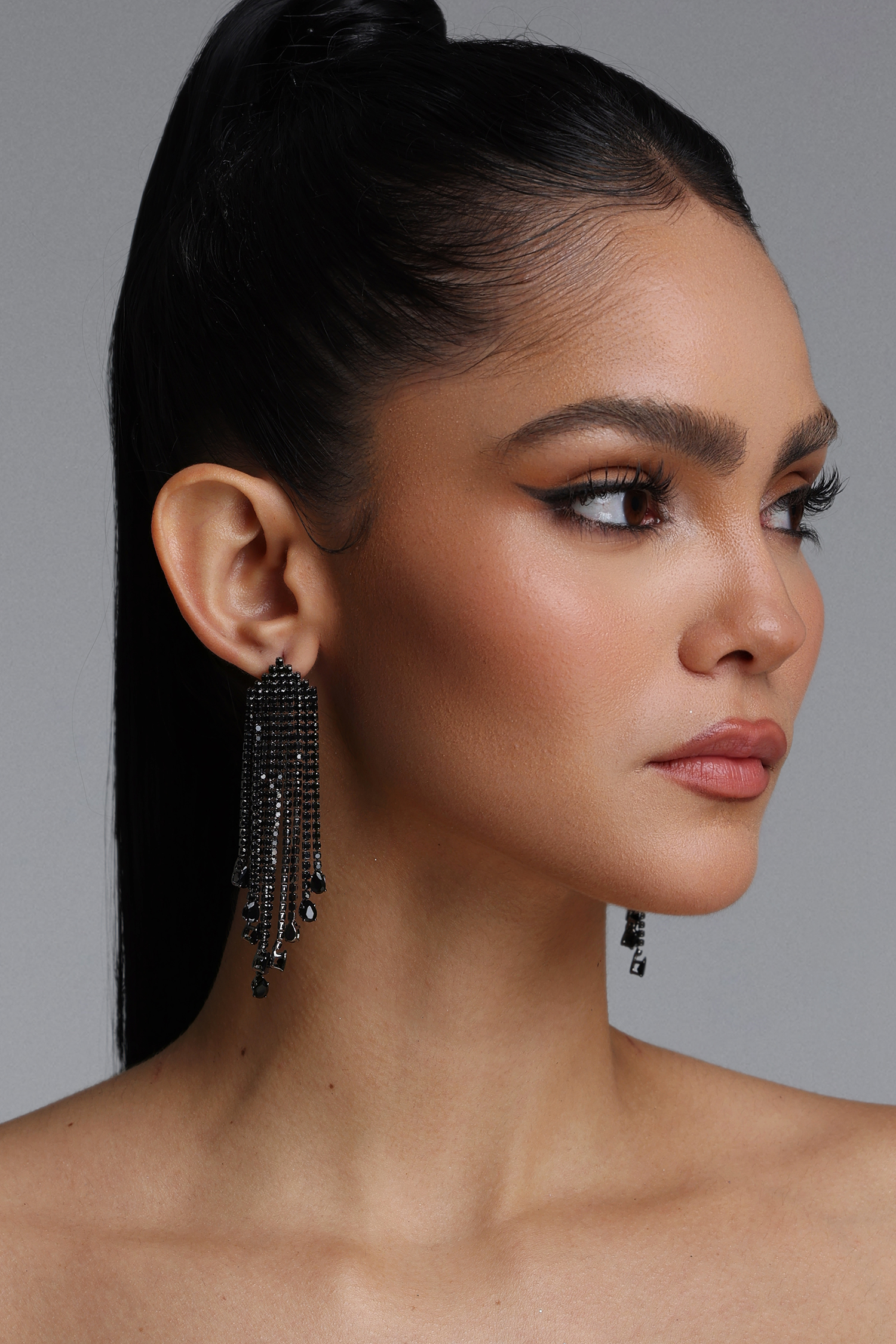 KIavia Multi Strand Rhinestone Tassel Earrings