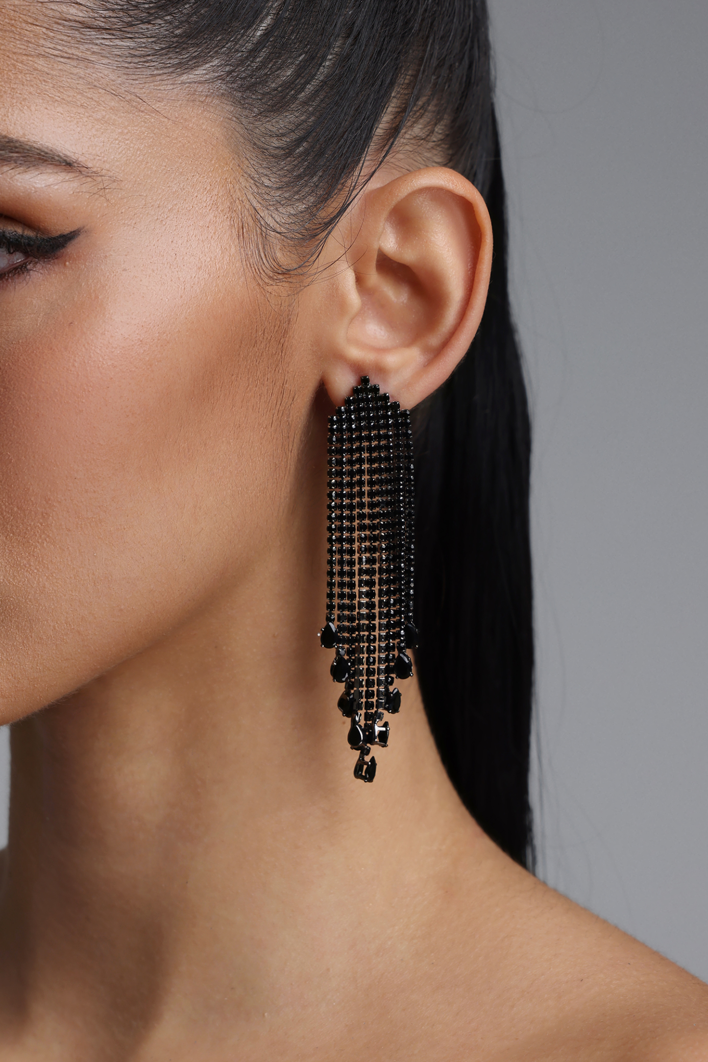 KIavia Multi Strand Rhinestone Tassel Earrings