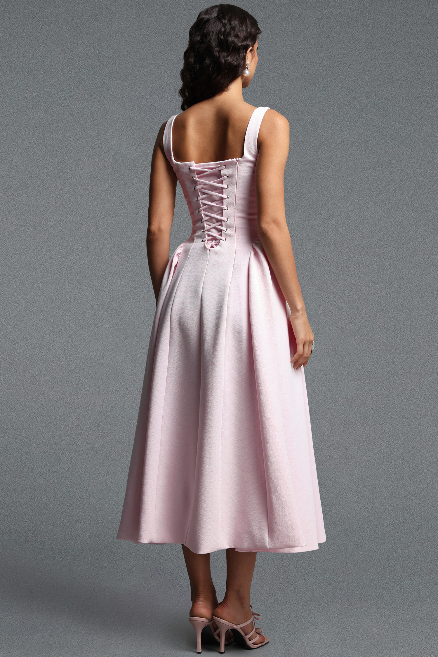 Verdad Elegant Tailored Sleeveless Rhinestone Woven Maxi Dress